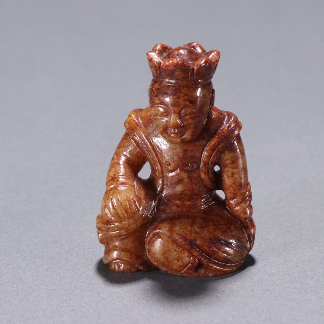 An Exquisite White Jade Figure Ornament: An Exquisite White Jade Figure Ornament,Han Dynasty,China,Size:2.1inx1.5in,白玉人物摆件,中国汉代