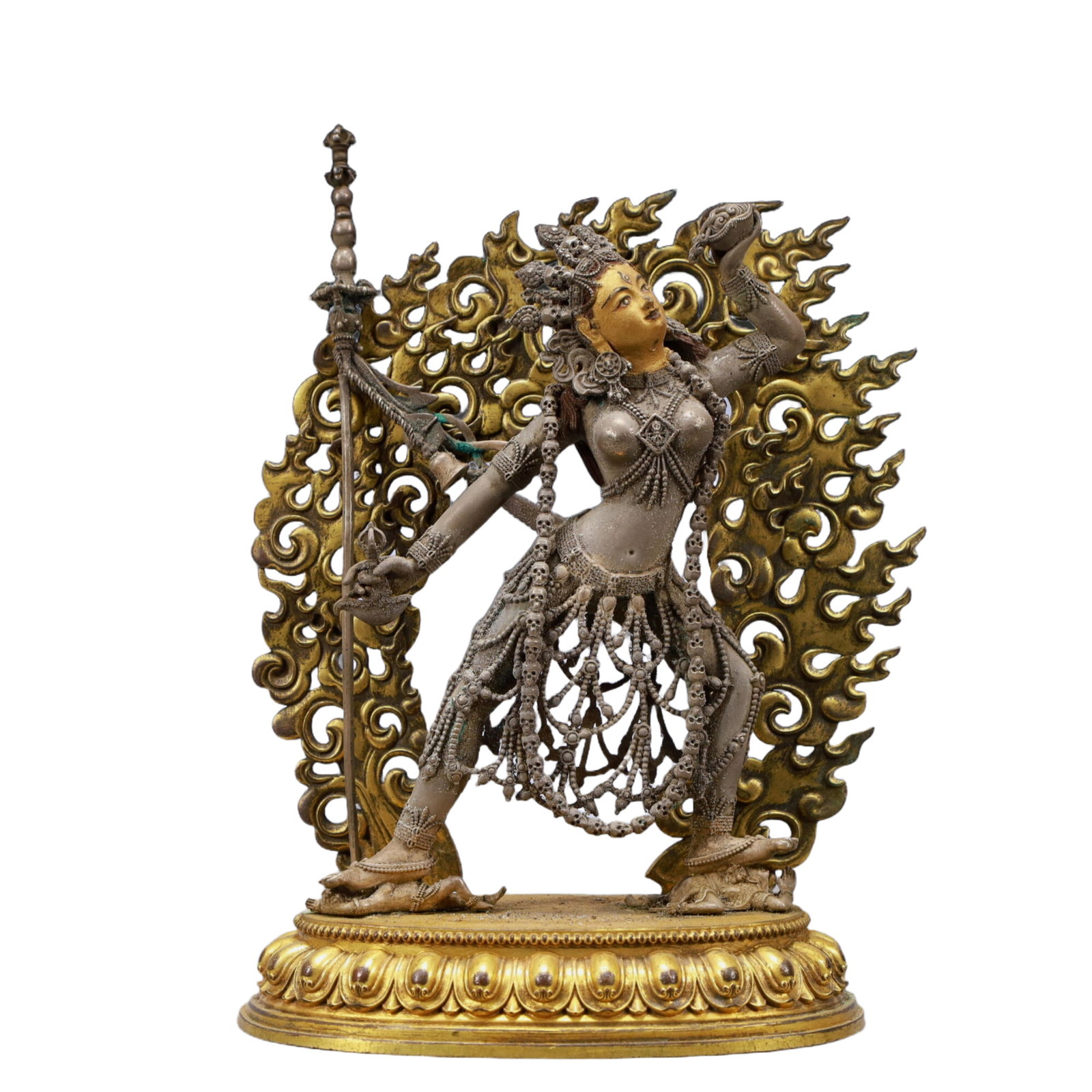 A Solemn Gilt Bronze Statue of Bodhisattva: A Solemn Gilt Bronze Statue of Bodhisattva,Ming Dynasty, China,Yongle Six-character Mark,Size:6.3inx4.3inx9.4inWeight:1650g 铜鎏金菩萨像,中国明