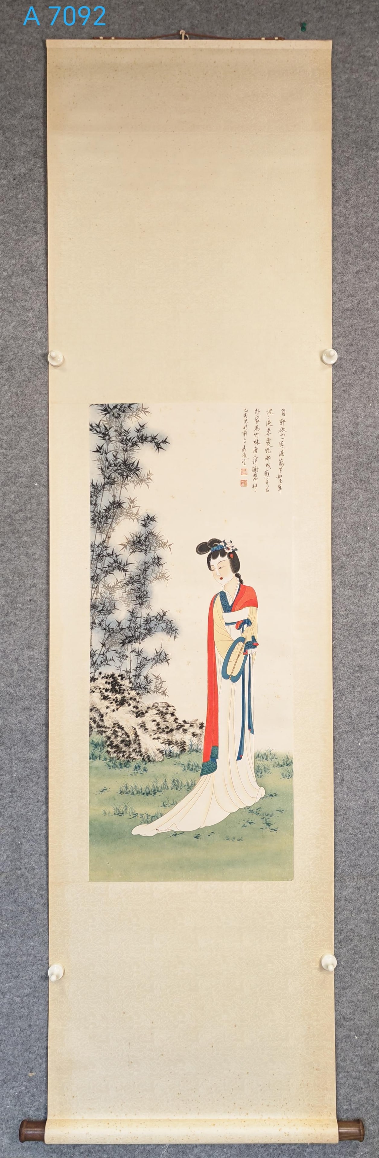 A Chinese Vertical Scroll Ink Painting of Character and Story on Paper: A Chinese Vertical Scroll Ink Painting of Character and Story on Paper,Xie zhiliu,Size:(Without frame)15.4inx36.6in,一幅中国水墨人物故事