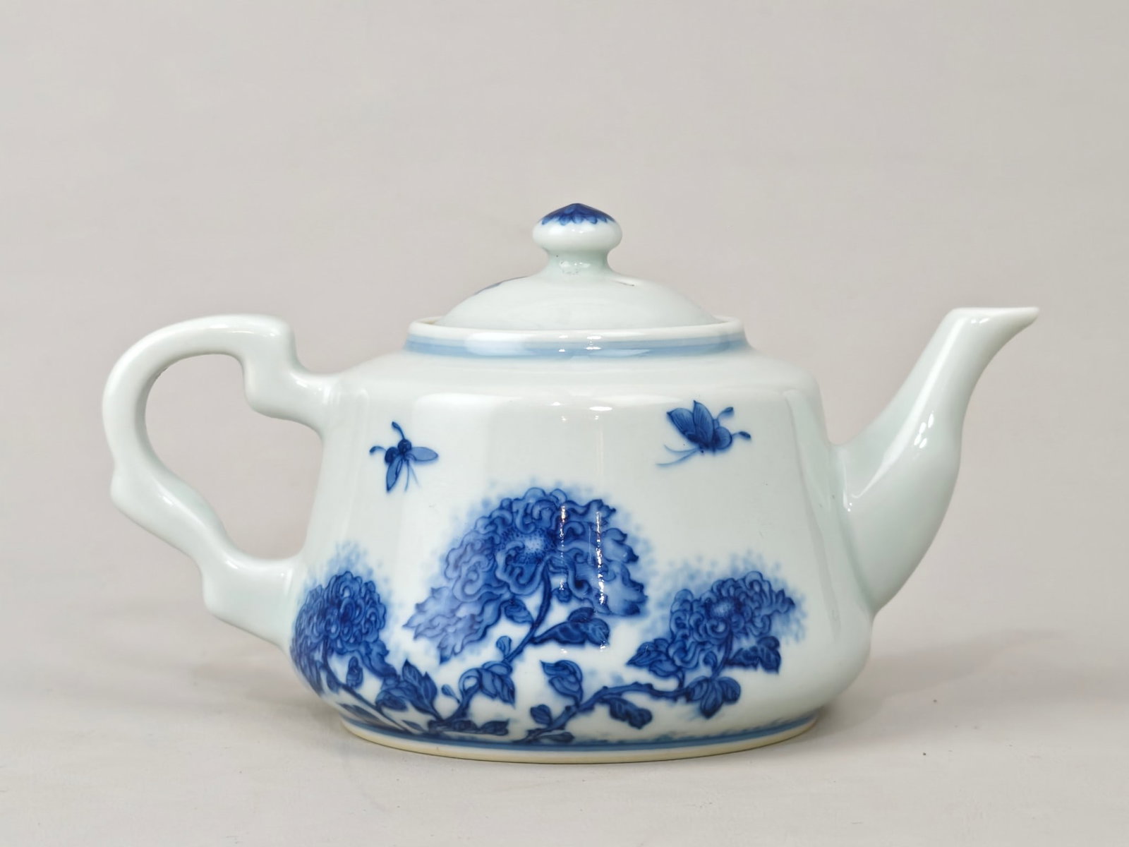 Blue and White Floral-Insect Pattern Teapot - 3