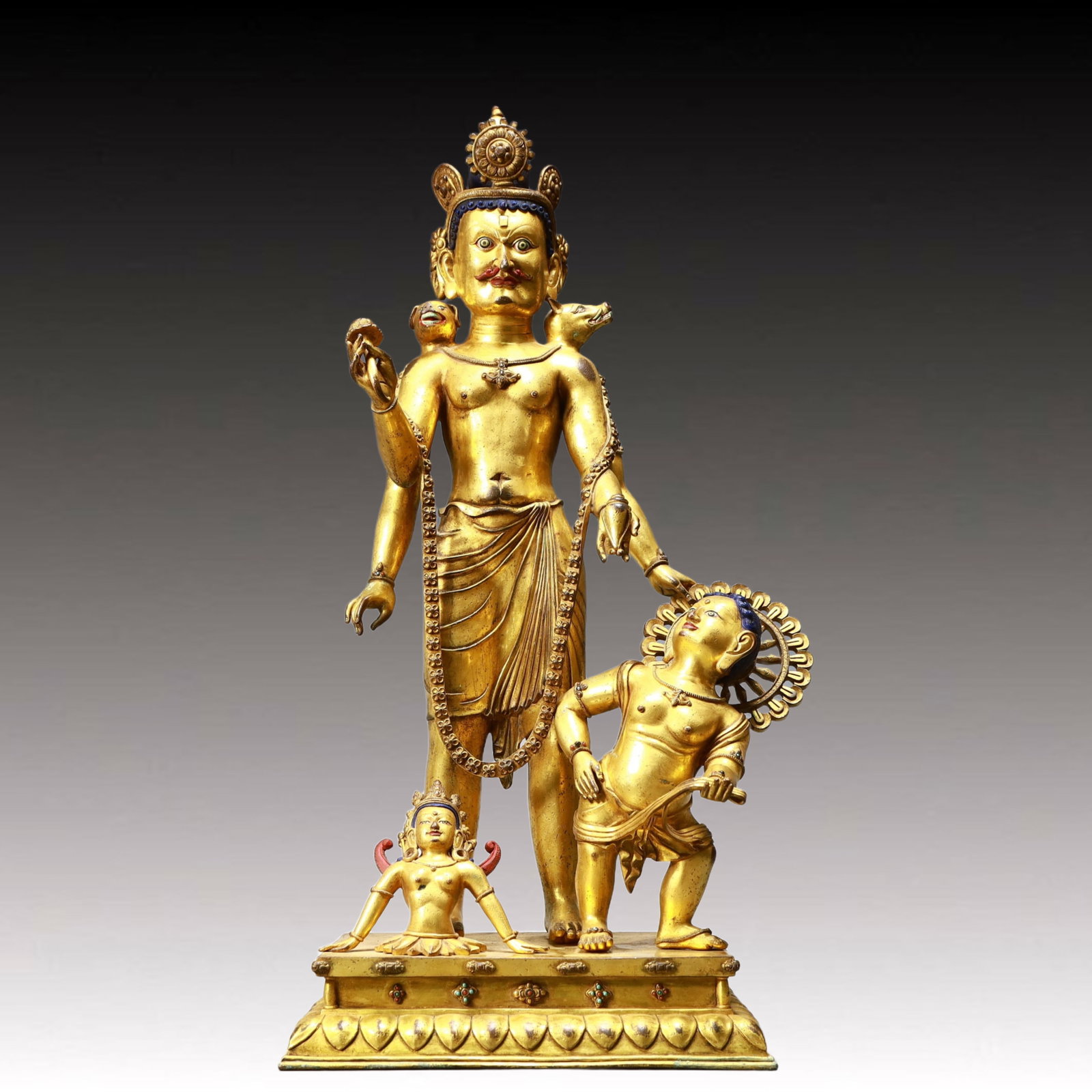 A Solemn Gilt Bronze Statue of Bodhisattva: A Solemn Gilt Bronze Statue of Bodhisattva,Ming Dynasty, China,Size:9.8inx5.9inx22.8in,Weight:10400g,铜鎏金菩萨像,中国明代
