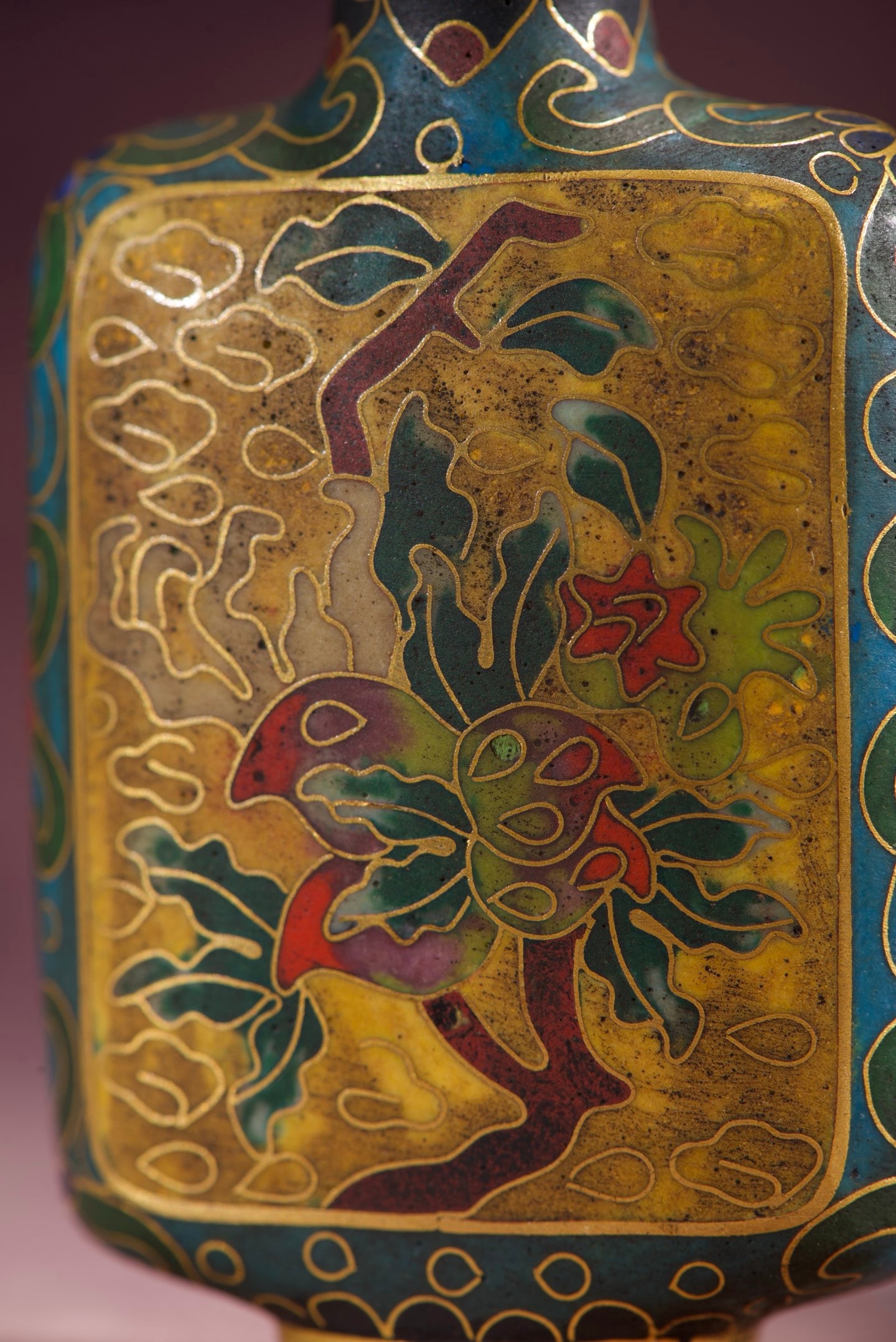 An Exquisite Cloisonne Bats Pattern Flower Pattern Snuff Bottle - 6