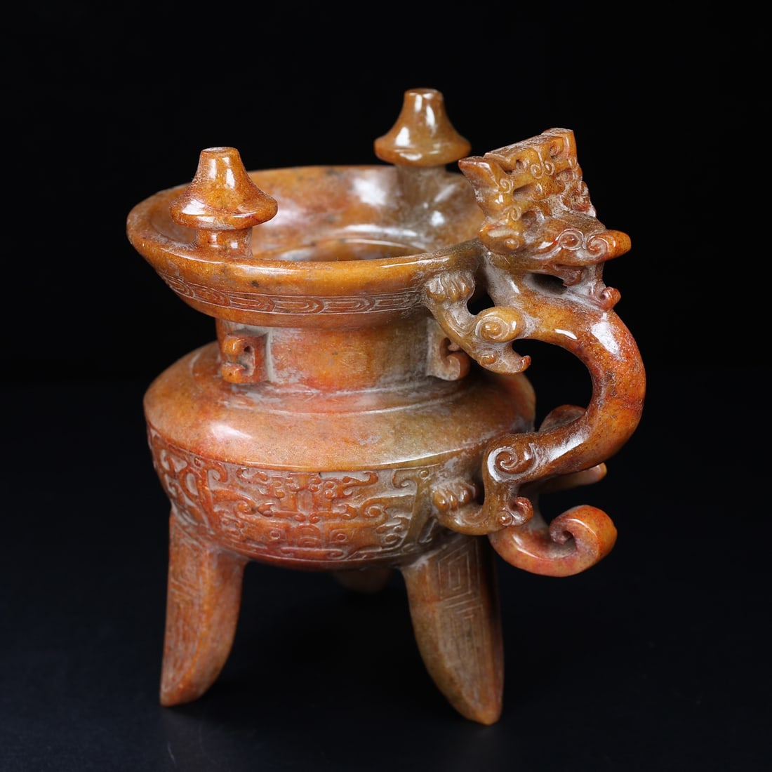 An Exquisite White Jade Beast-Face Pattern Cup - 2