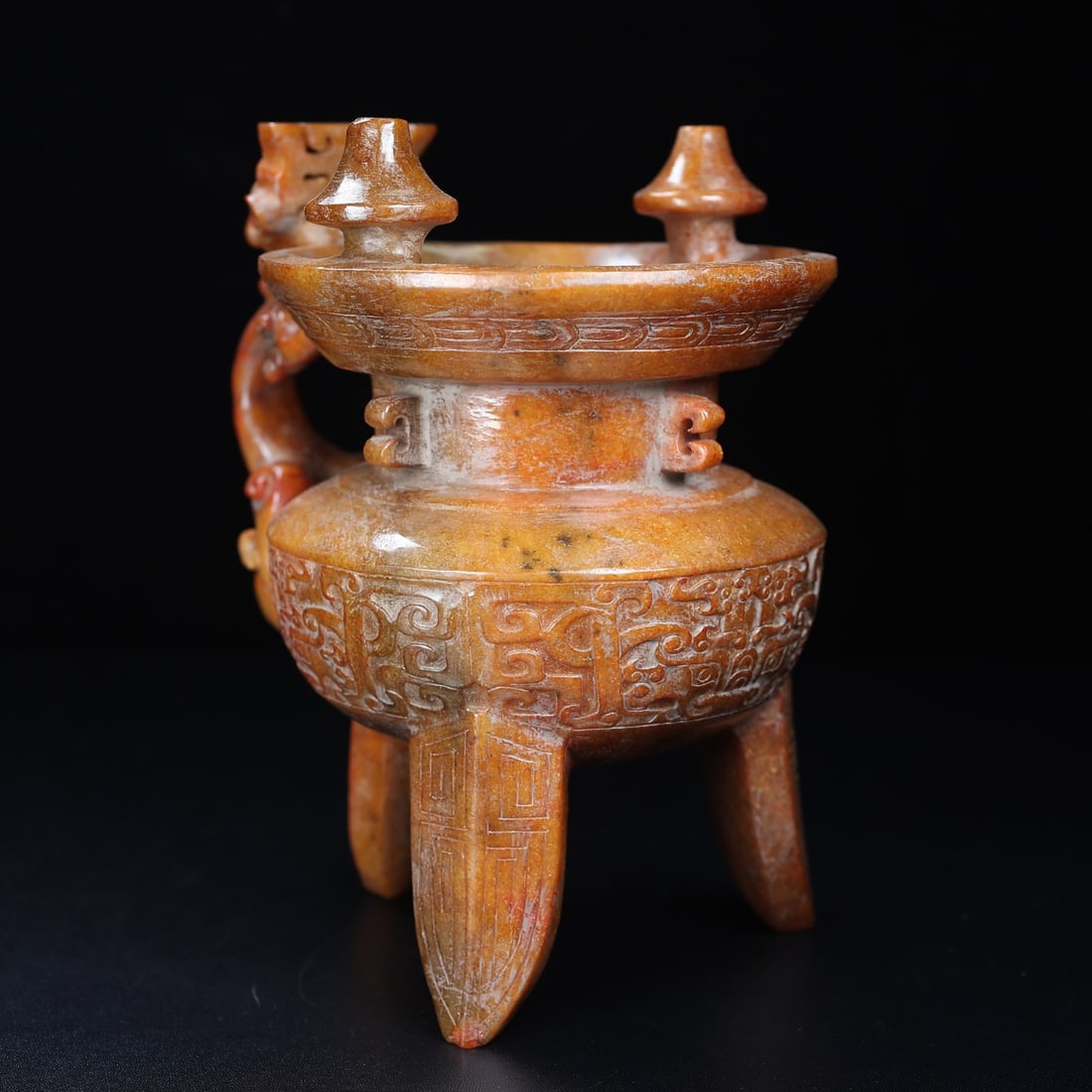 An Exquisite White Jade Beast-Face Pattern Cup - 6