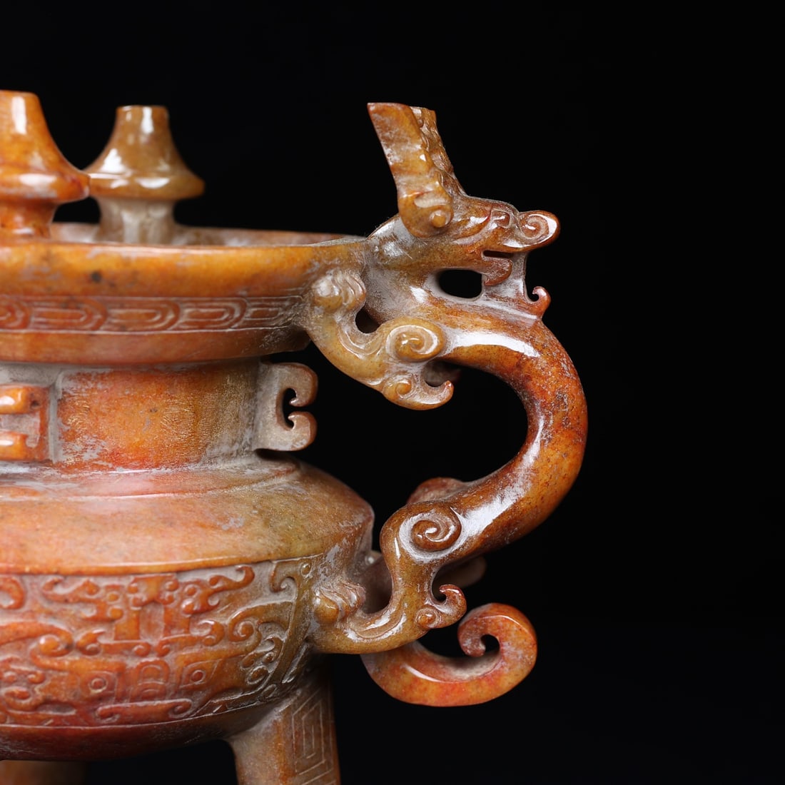 An Exquisite White Jade Beast-Face Pattern Cup - 8