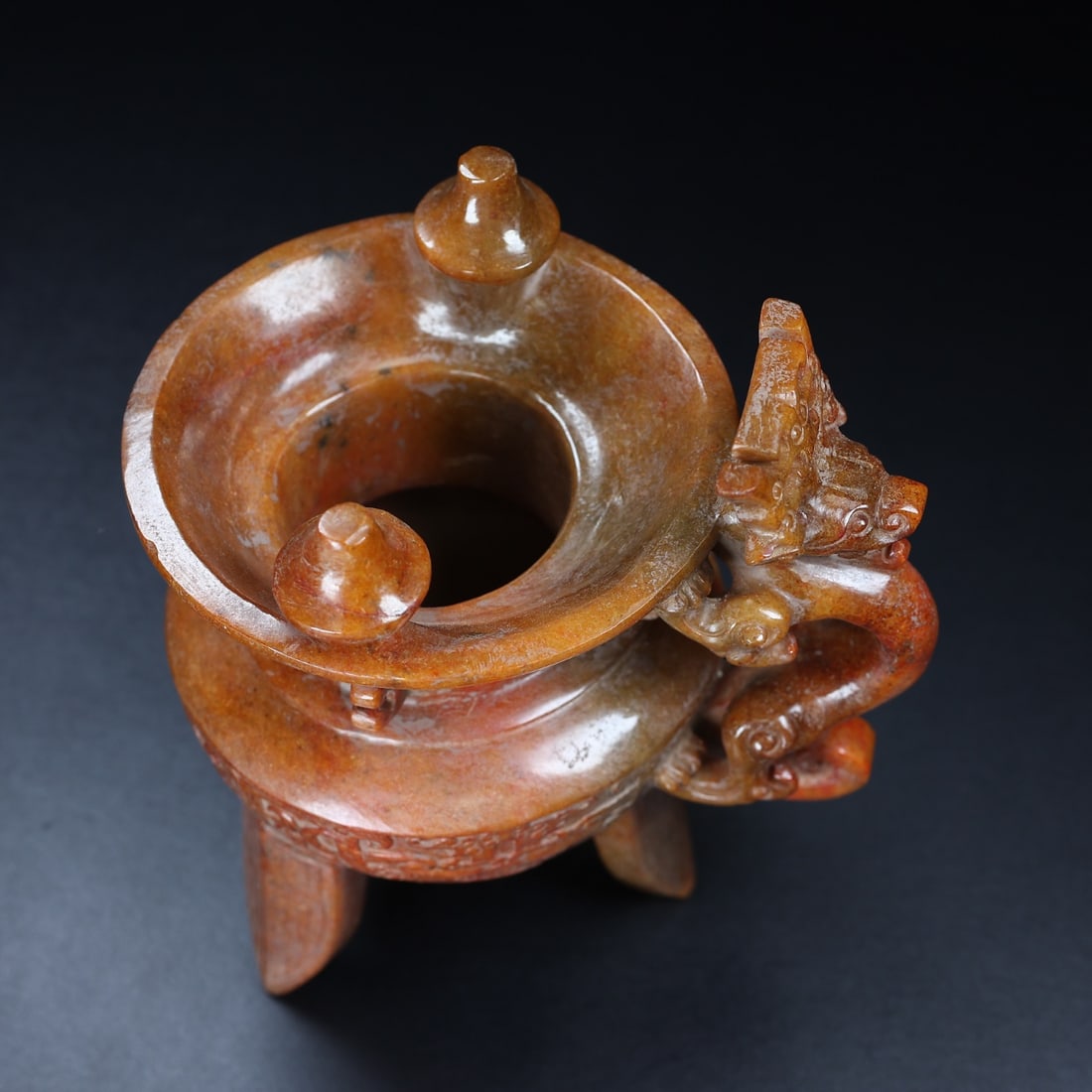 An Exquisite White Jade Beast-Face Pattern Cup - 9