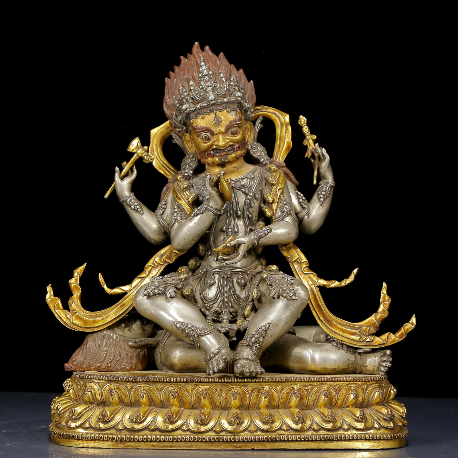 A Solemn Gilt Silver Statue of Vajra: A Solemn Gilt Silver Statue of Vajra,Ming Dynasty,China,Yongle Six-character