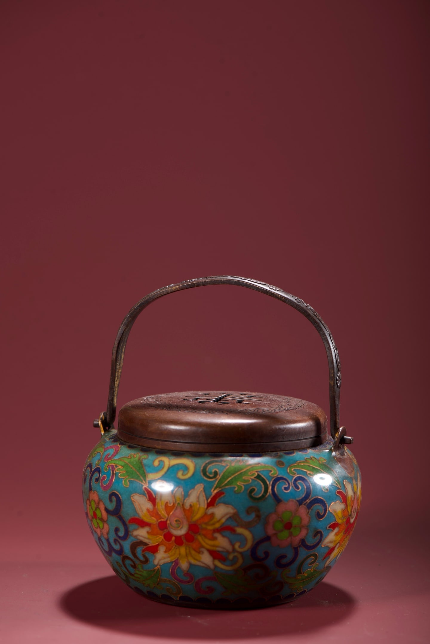 An Exquisite Cloisonne Lotus Pattern with Cover Censer: An Exquisite Cloisonne Lotus Pattern with Cover Censer,Ming Dynasty,China,with Xuande Six-character