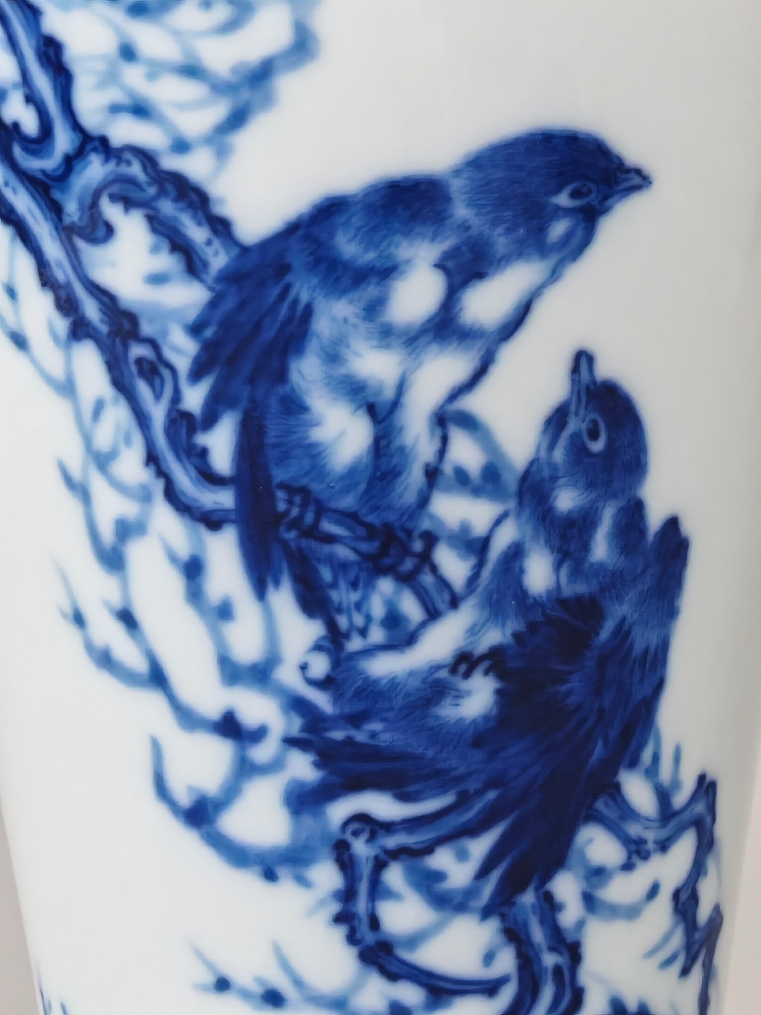 Blue and White Bird Pattern Vase - 6