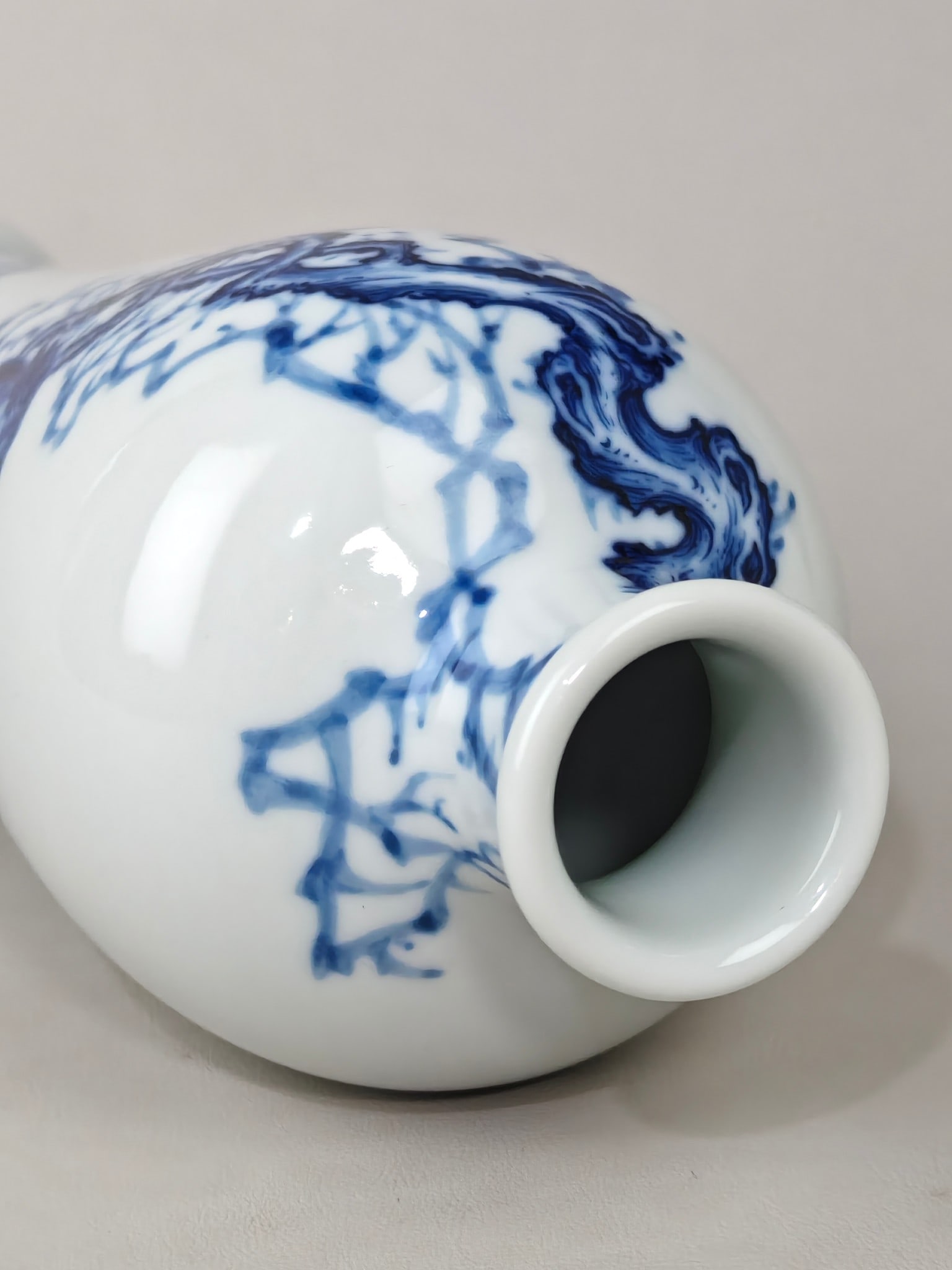 Blue and White Bird Pattern Vase - 8