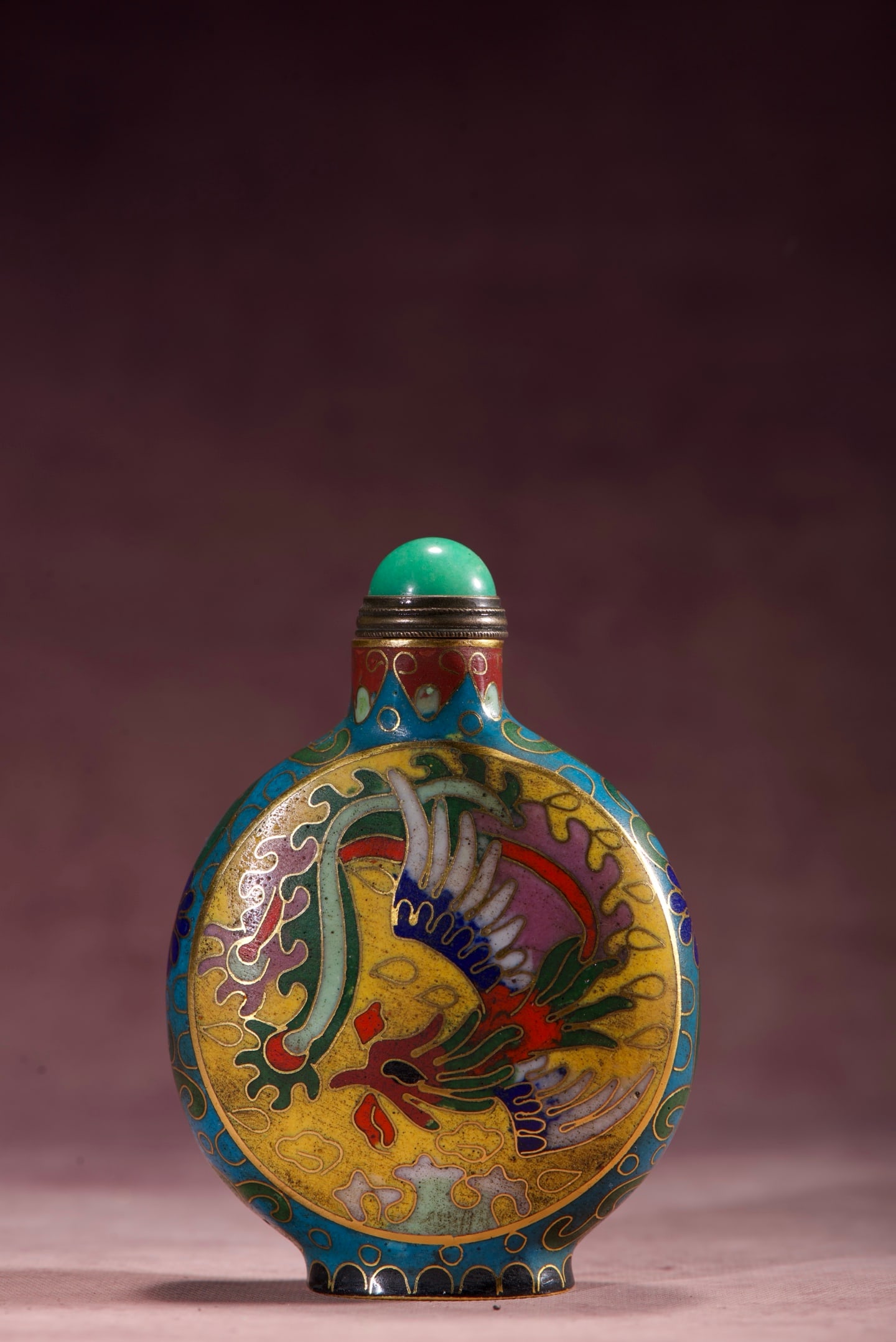 An Exquisite Cloisonne Dragon Pattern Phoenix Pattern Snuff Bottle - 4