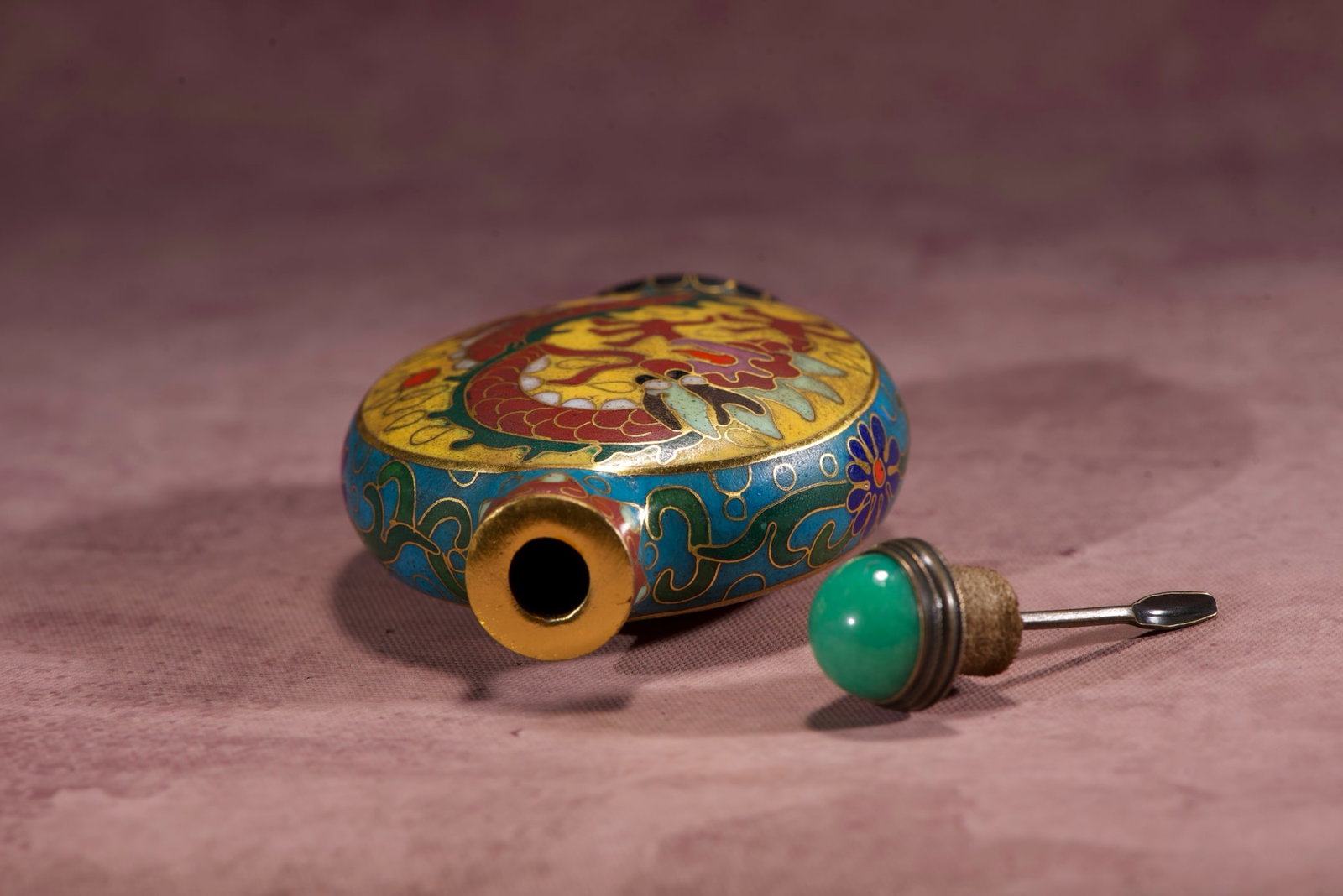 An Exquisite Cloisonne Dragon Pattern Phoenix Pattern Snuff Bottle - 8