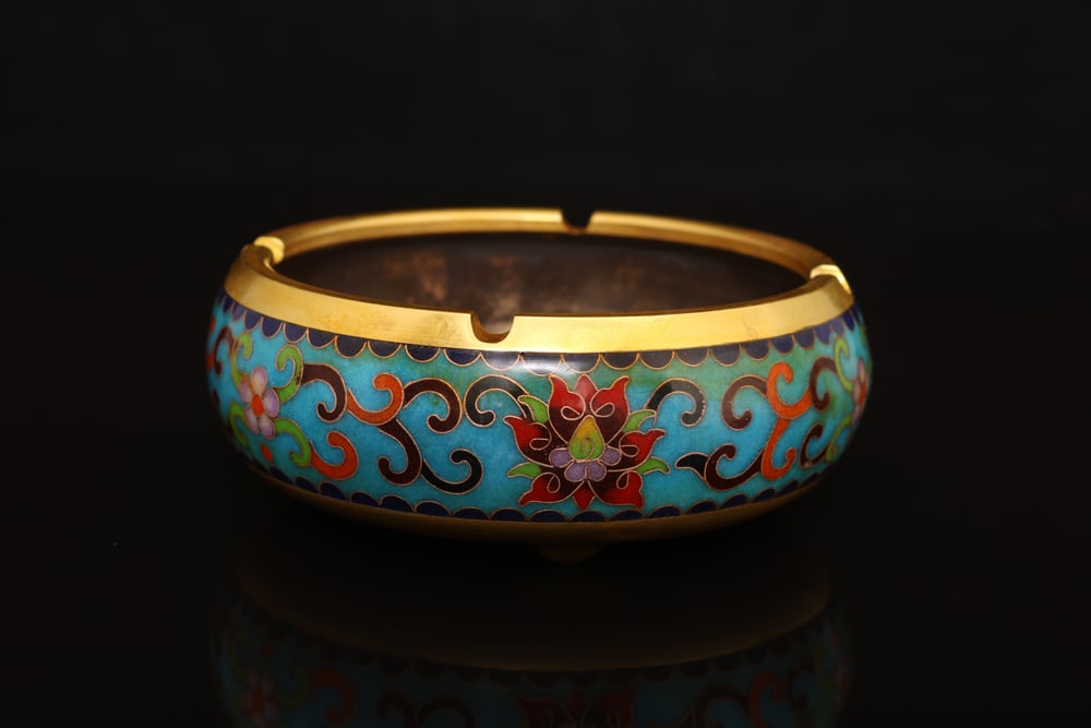 An Exquisite Cloisonne Lotus Pattern Censer: An Exquisite Cloisonne Lotus Pattern Censer,Qing Dynasty,China,with Qianlong Four-character Mark,Size:2inx5.1in,Weight:550g,景泰蓝缠枝莲纹香炉,