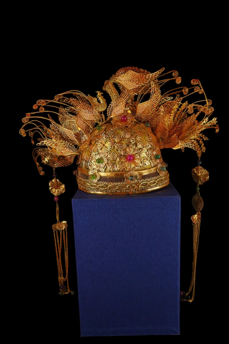 An Exquisite Filigree and Gilding Hair Band Ornament,Inlaid Gems: An Exquisite Filigree and Gilding Hair Band Ornament,Inlaid Gems,Qing