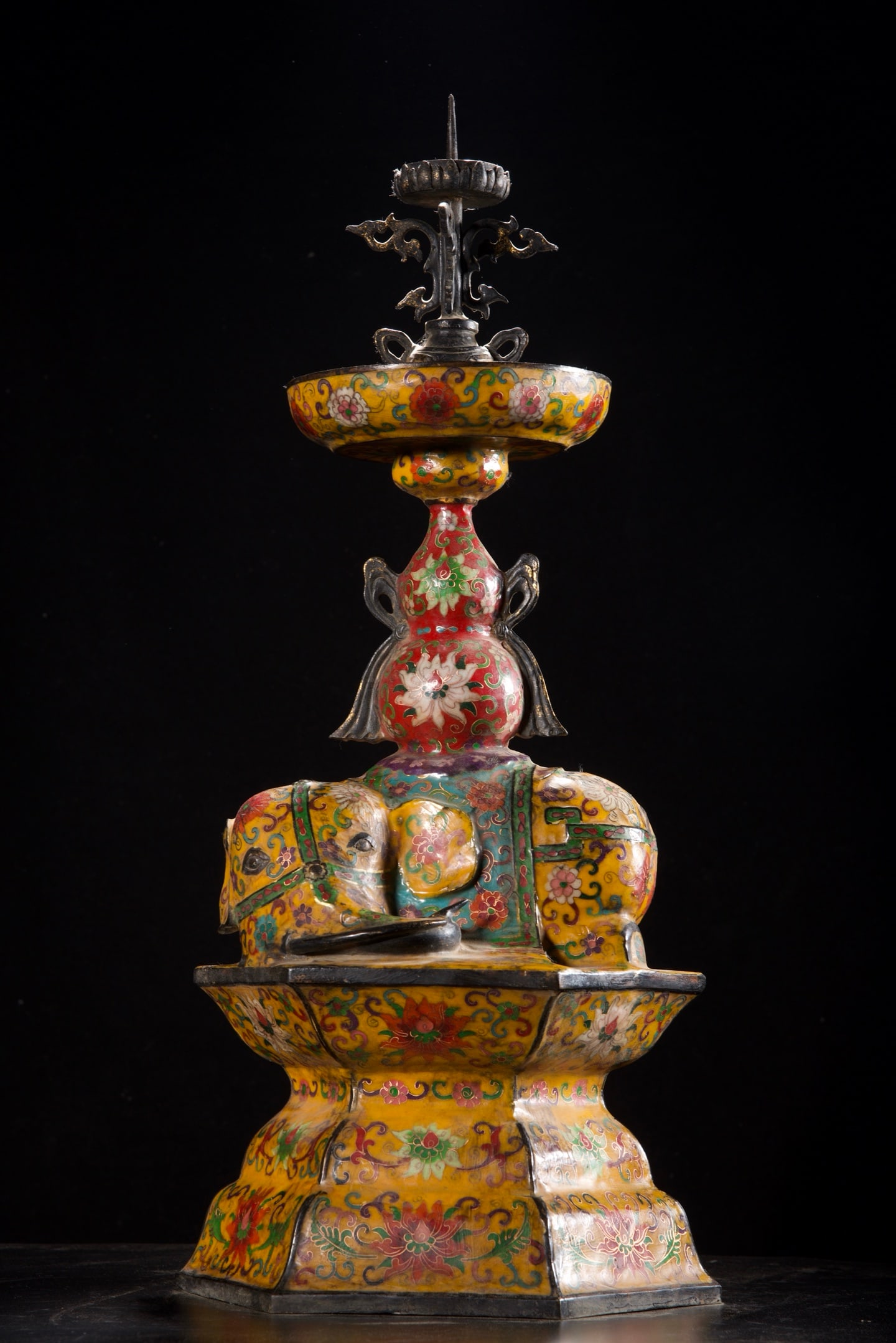 An Exquisite Cloisonne Lotus Pattern Candlestick: An Exquisite Cloisonne Lotus Pattern Candlestick,Qing Dynasty,China,with Qianlong Four-character