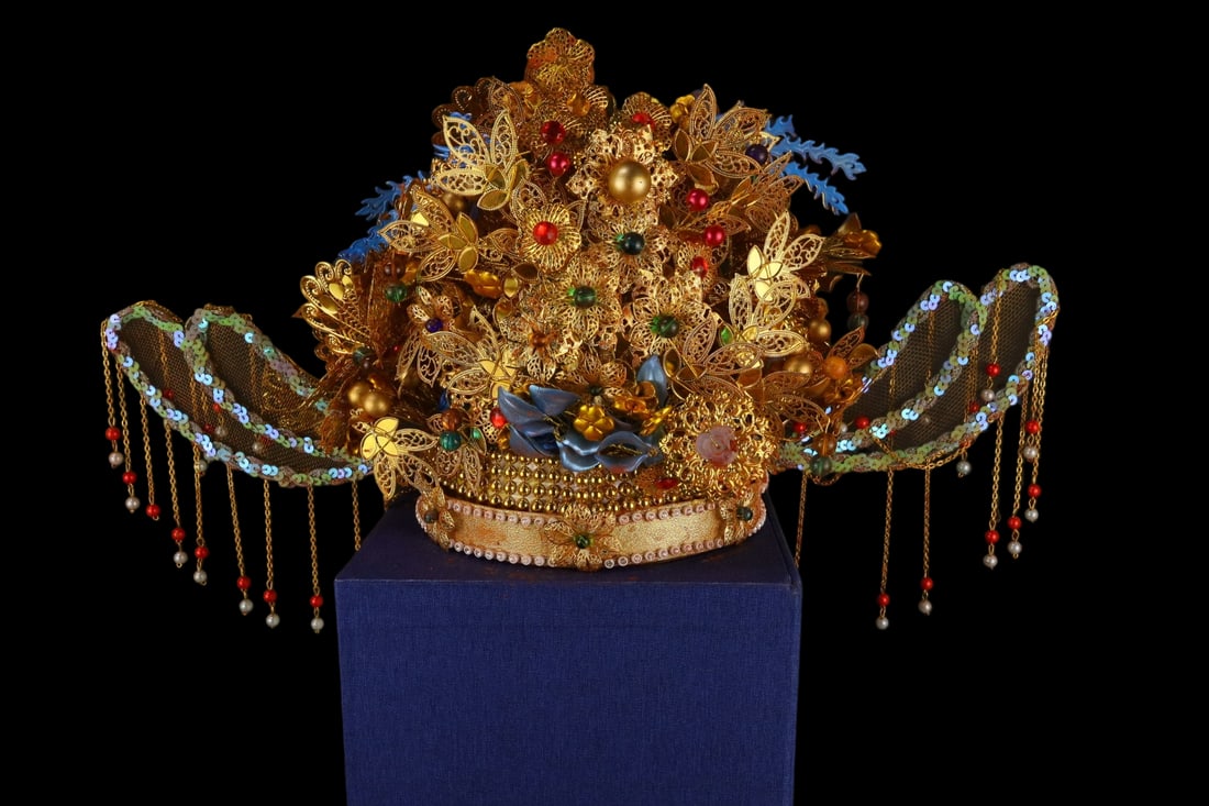 An Exquisite Filigree and Gilding Hair Band Ornament,Inlaid Gems: An Exquisite Filigree and Gilding Hair Band Ornament,Inlaid Gems,Qing
