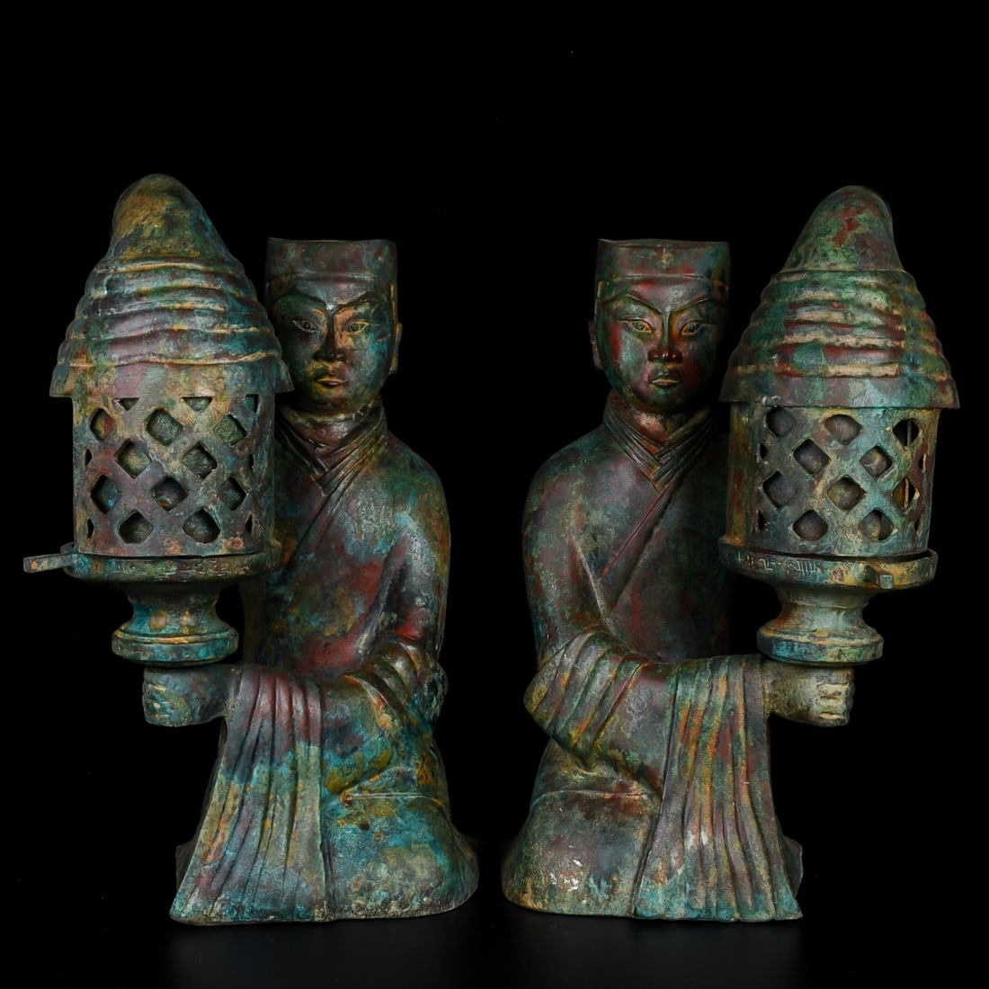 A Pair of Exquisite Bronze Figure Palace Lantern,With Inscriptions (1 of 9)