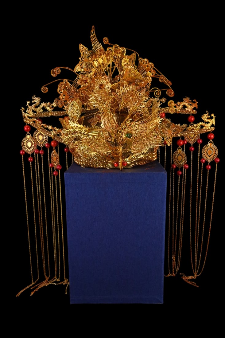 An Exquisite Filigree and Gilding Hair Band Ornament,Inlaid Gems