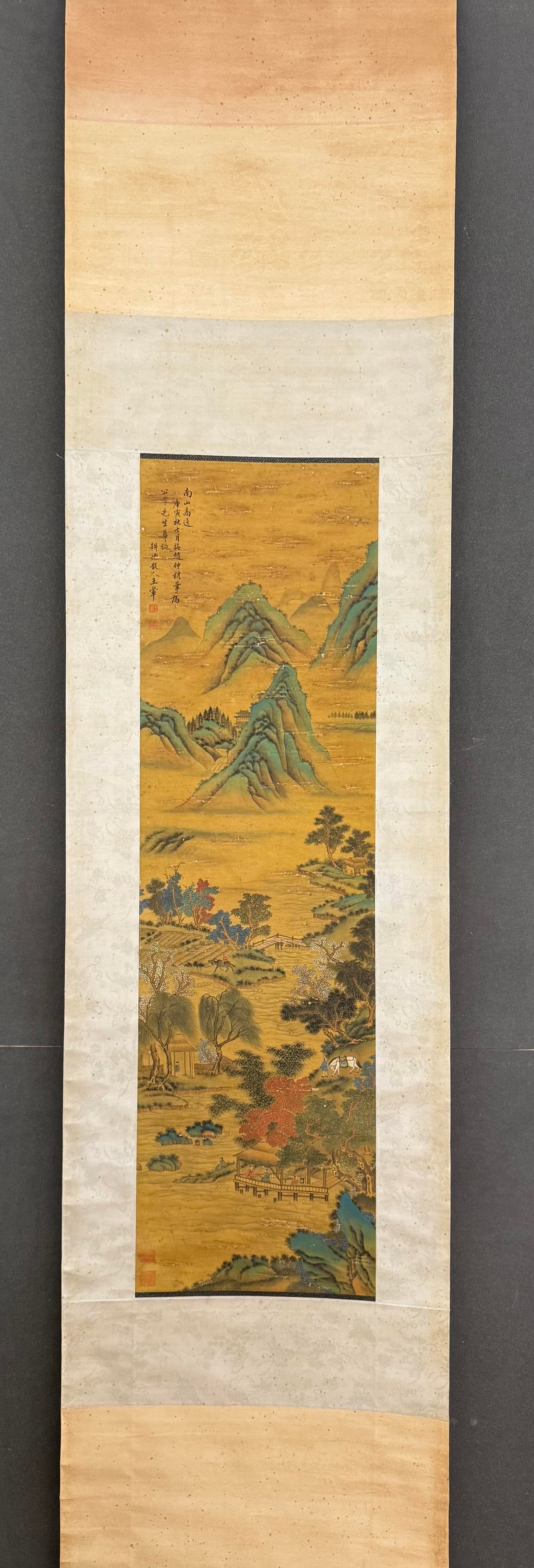 A Chinese Vertical Scroll Ink Painting of Landscape on Paper: A Chinese Vertical Scroll Ink Painting of Landscape on Paper,Wang hui,Size:42.5inx12.2in,一幅中国水墨山水画立轴