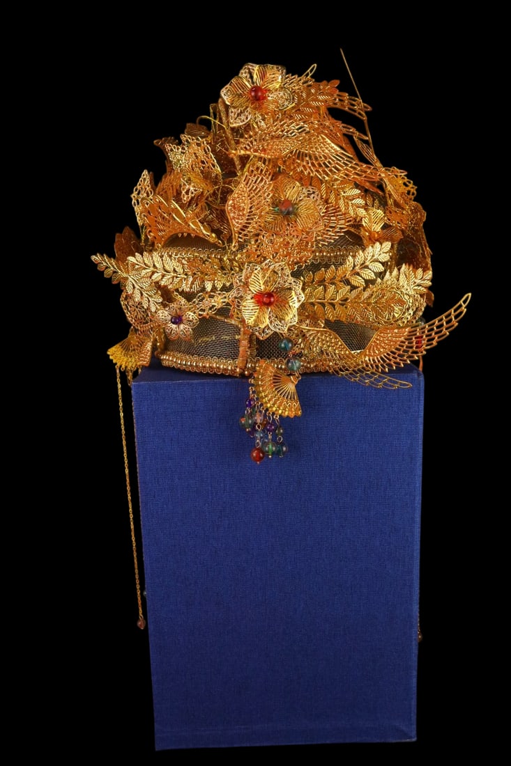 An Exquisite Filigree and Gilding Hair Band Ornament,Inlaid Gems: An Exquisite Filigree and Gilding Hair Band Ornament,Inlaid Gems,Qing