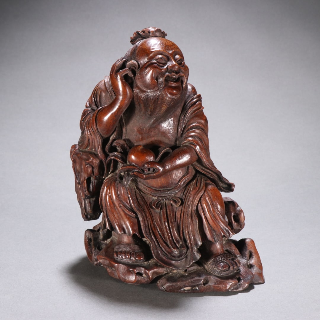 An Exquisite Bamboo Figure Ornament: An Exquisite Bamboo Figure Ornament,Qing Dynasty,China,With Mark,Size:6.7inx5.1in,竹雕人物摆件,中国清代,带款