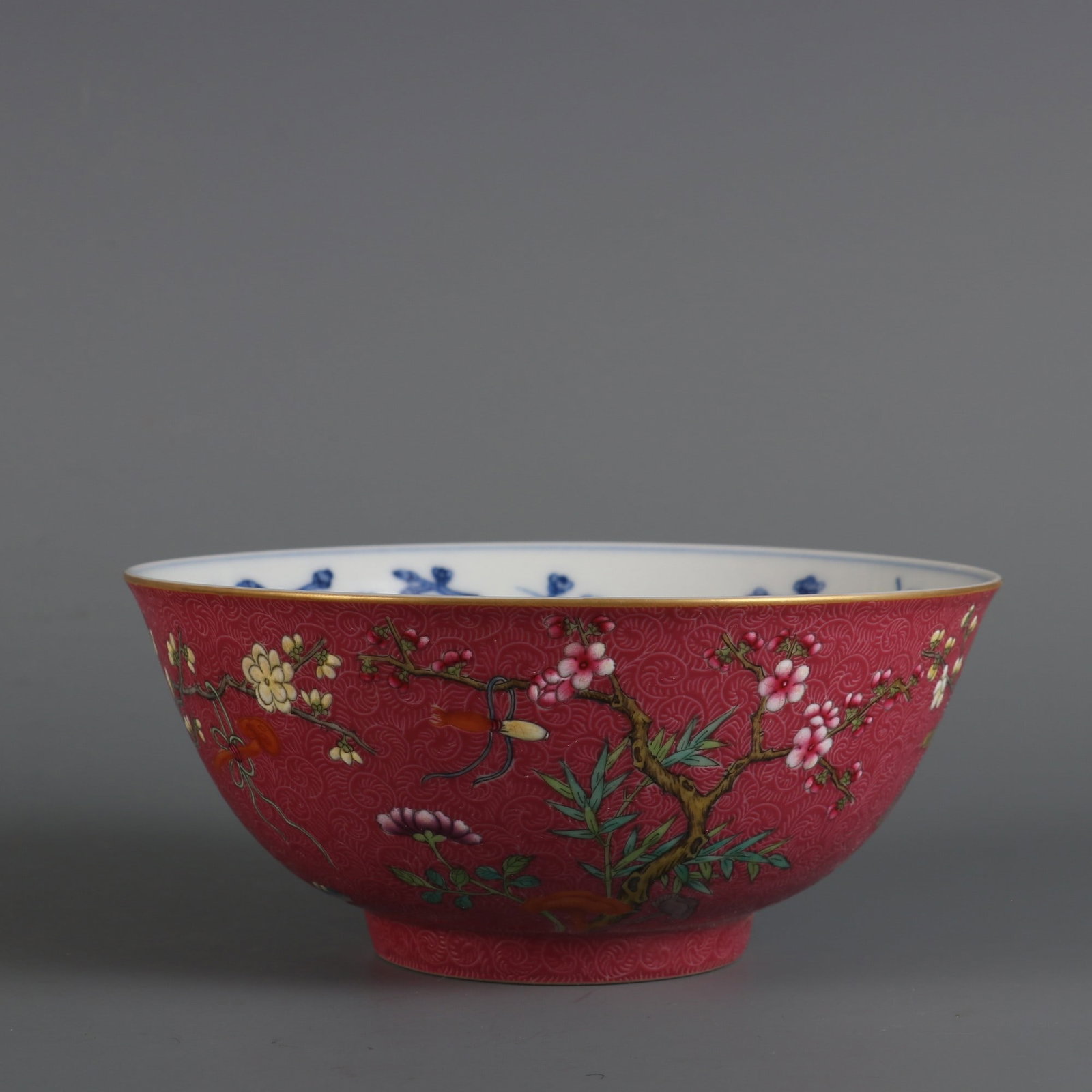 An Exquisite Famille-Rose Ruby Red-Glazed Flower Pattern Bowl (1 of 9)