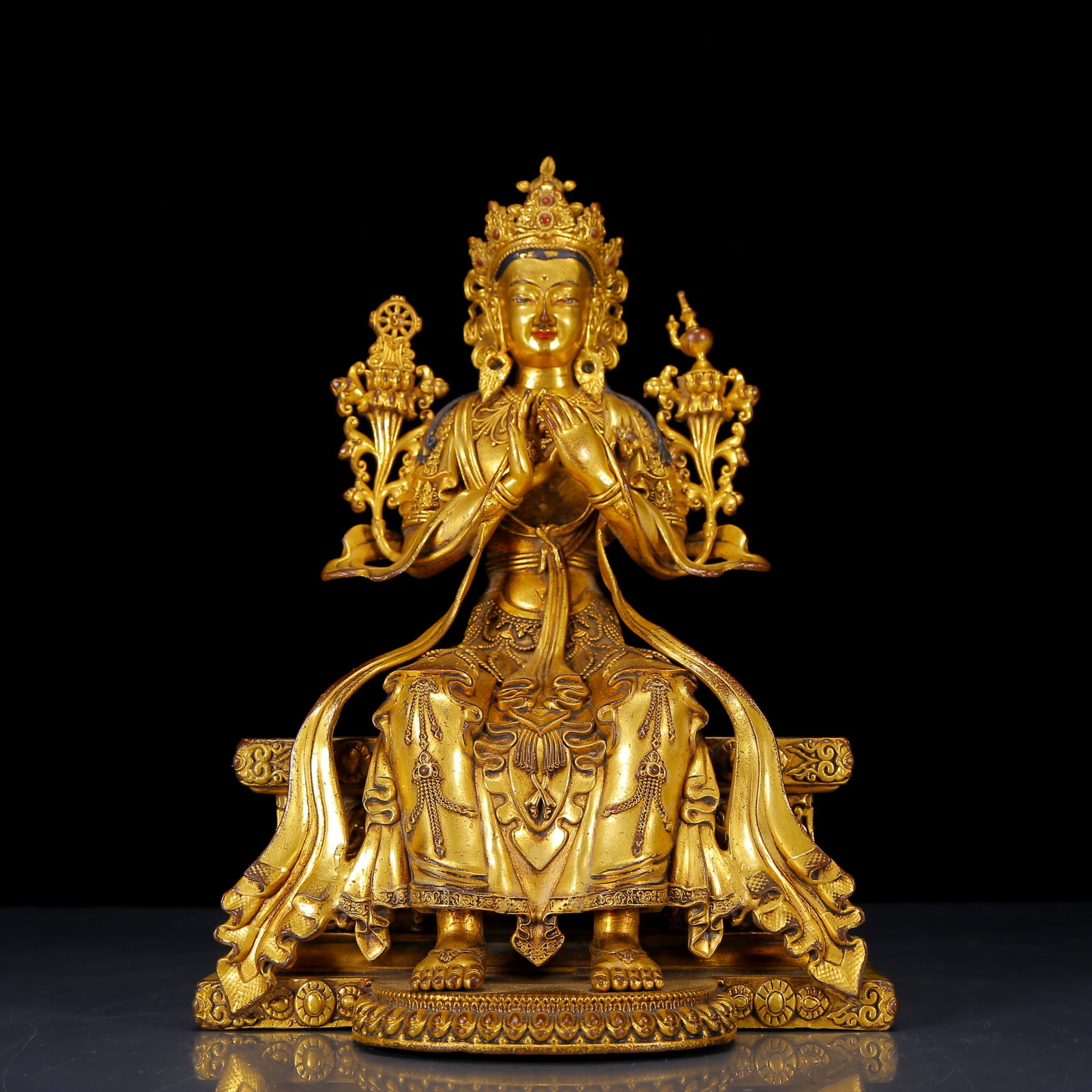 A Solemn Gilt Bronze Statue of Maitreya Buddha (1 of 10)