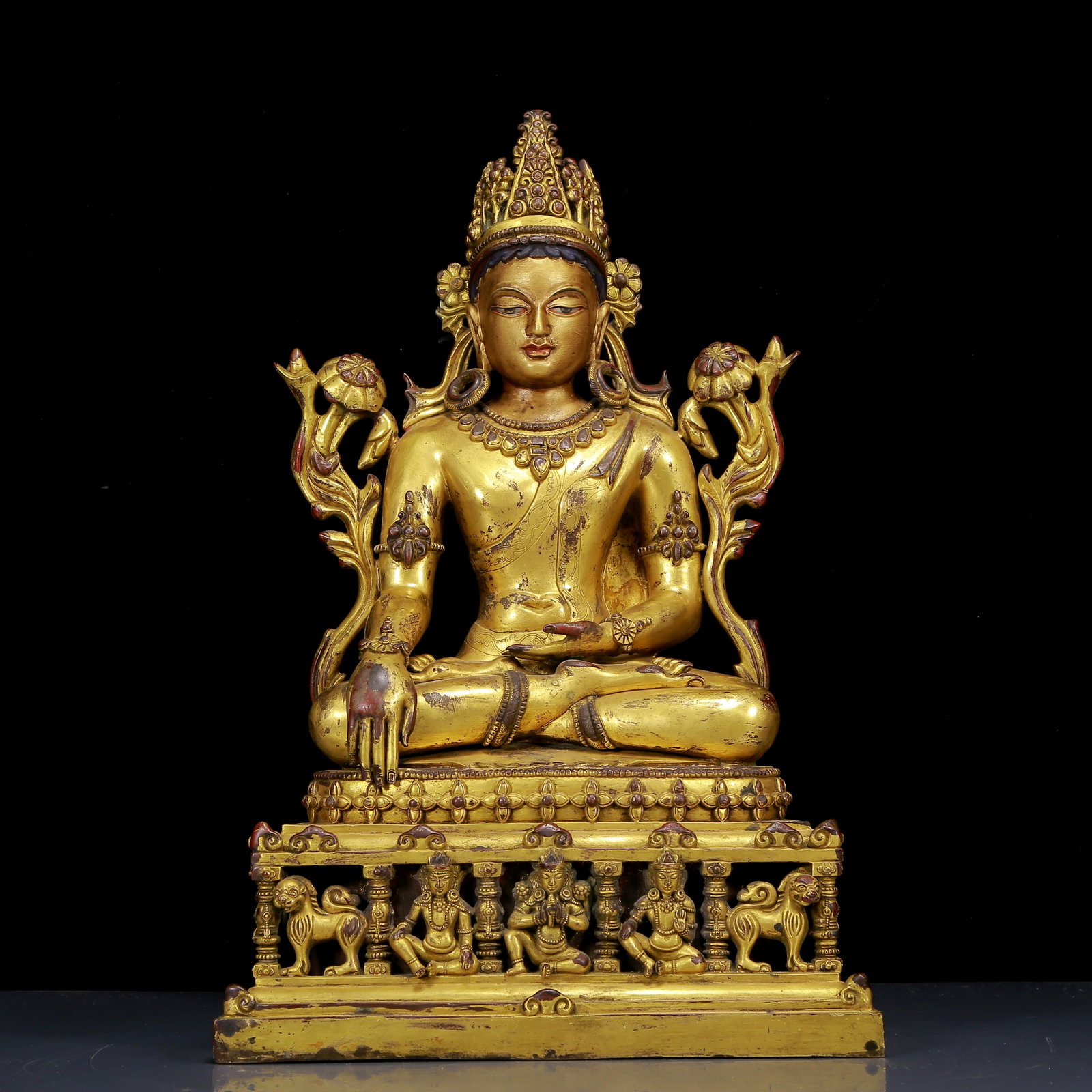 A Solemn Gilt Bronze Statue of Sakyamuni,With Inscription: A Solemn Gilt Bronze Statue of Sakyamuni,With Inscription,Ming
