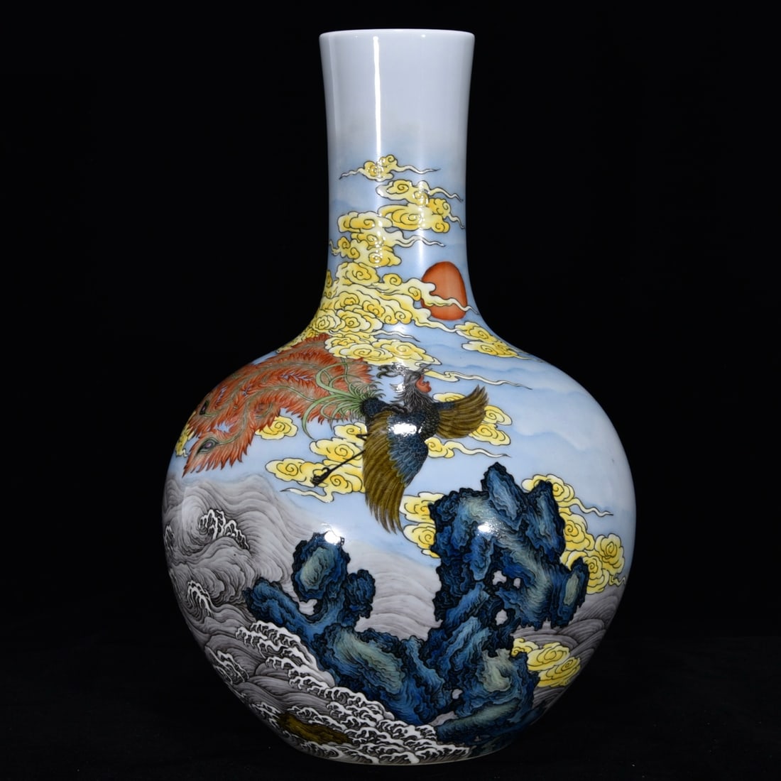 An Exquisite Famille-Rose with poem Phoenix Pattern Vase: An Exquisite Famille-Rose with poem Phoenix Pattern Vase,Qing Dynasty,China,with Yongzheng Six-character