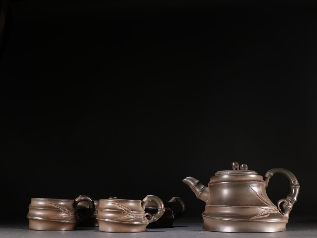 A Set of Fine Purple Sands Bamboo Joint Pattern Teawares (1 of 9)