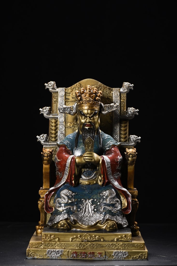 An Exquisite Copper Painted Color Figure Ornament: An Exquisite Copper Painted Color Figure Ornament,Qing Dynasty,China,Size:11inx7.5inx6.3in,Weight:5035g,铜彩绘人物摆件,中国清代