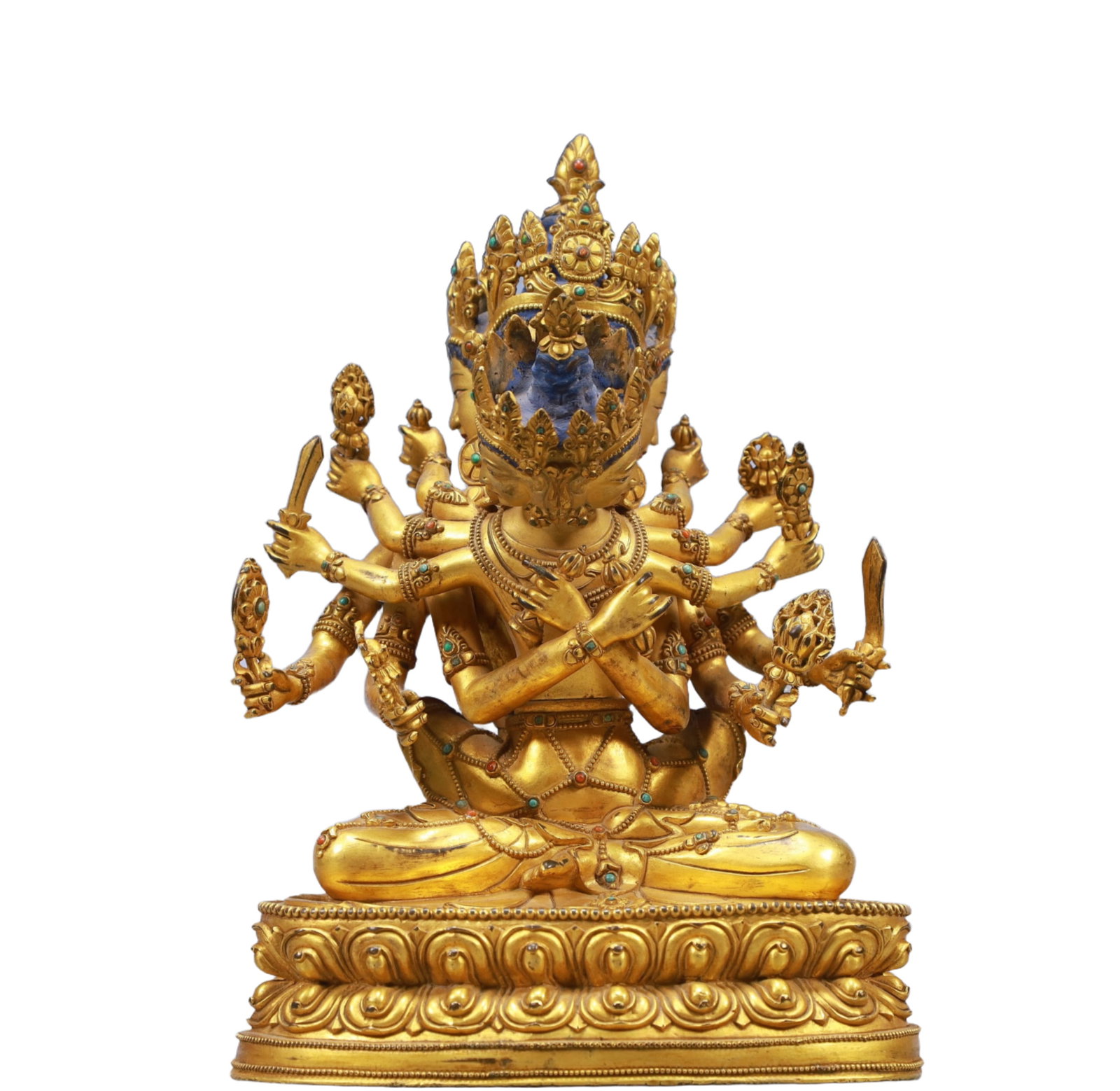 A Solemn Gilt Bronze Inlaid Gems Statue of Mandkesvara