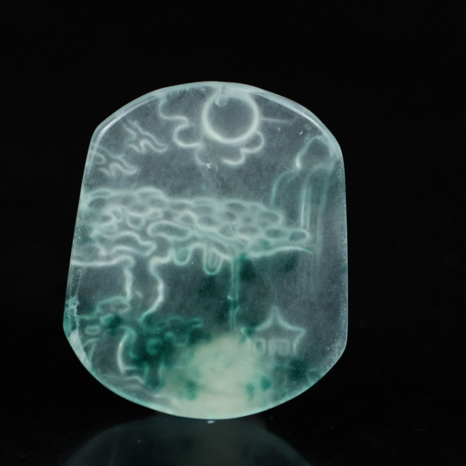 An Exquisite Jadeite Landscape Pattern Pendant - 5