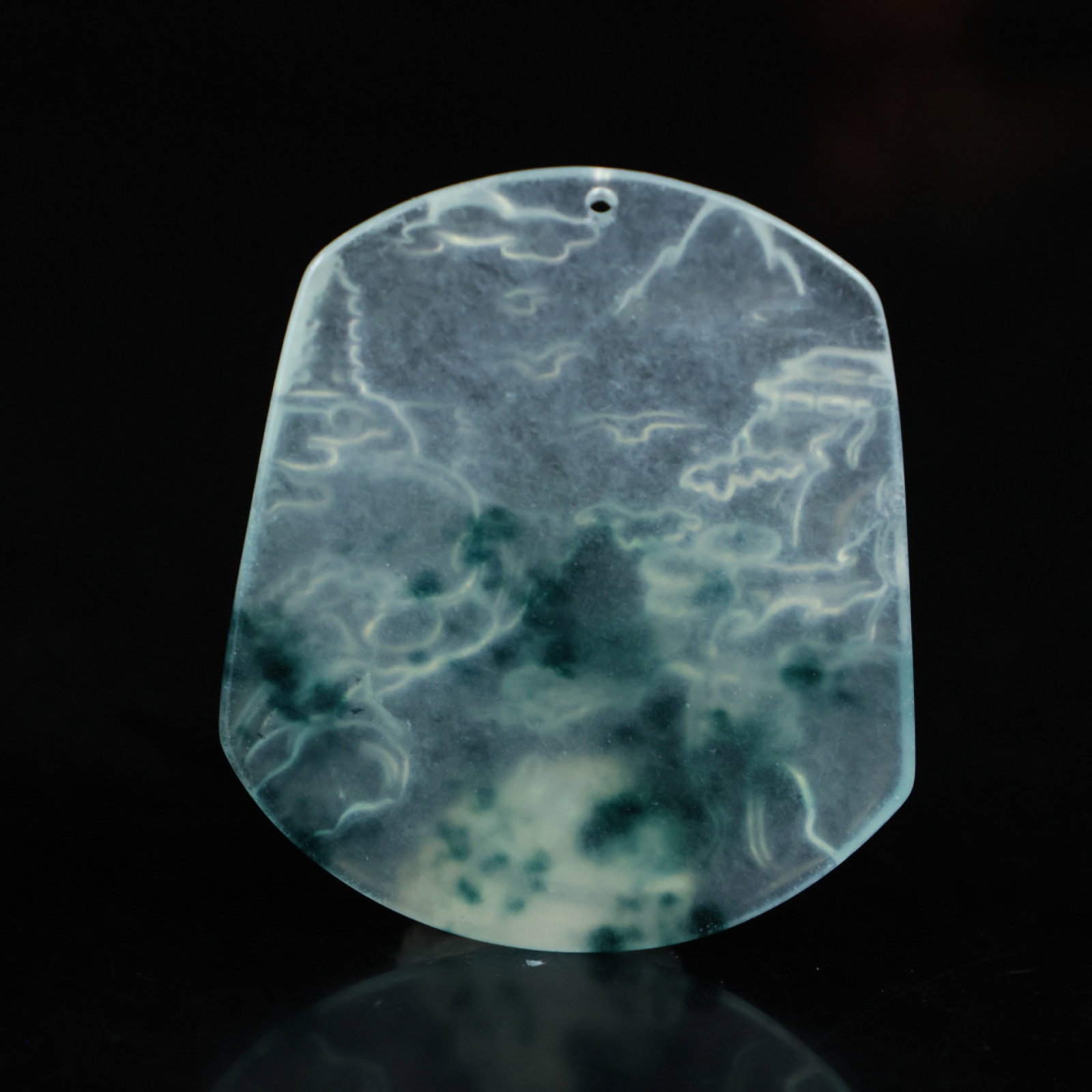 An Exquisite Jadeite Landscape Pattern Pendant - 5