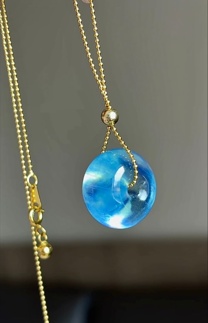 An Exquisite Aquamarine Pendant: An Exquisite Aquamarine Pendant,Size:18mmx12mm,Total Weight:7.6g 海蓝宝吊坠
