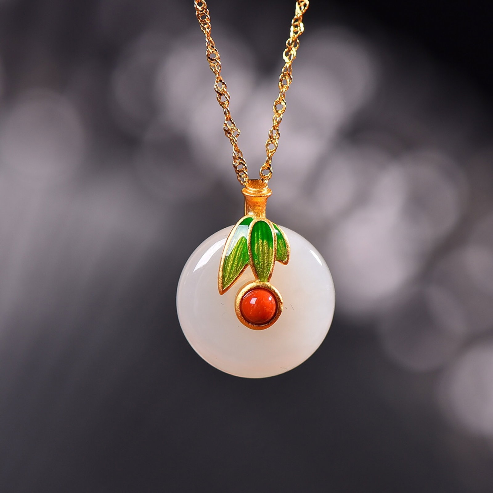 A Set of Fine Sterling Silver-Gold Plated Inlaid White Jade Enamel Jewelrys: A Set of Fine Sterling Silver-Gold Plated Inlaid White Jade Enamel Jewelrys,Size:(Earrings)8mmx8mm,(Pendant)18mmx18mm,(Ring)10mmx10mm,(Bracelets)10mmx10mm 一套纯银镀ŵ