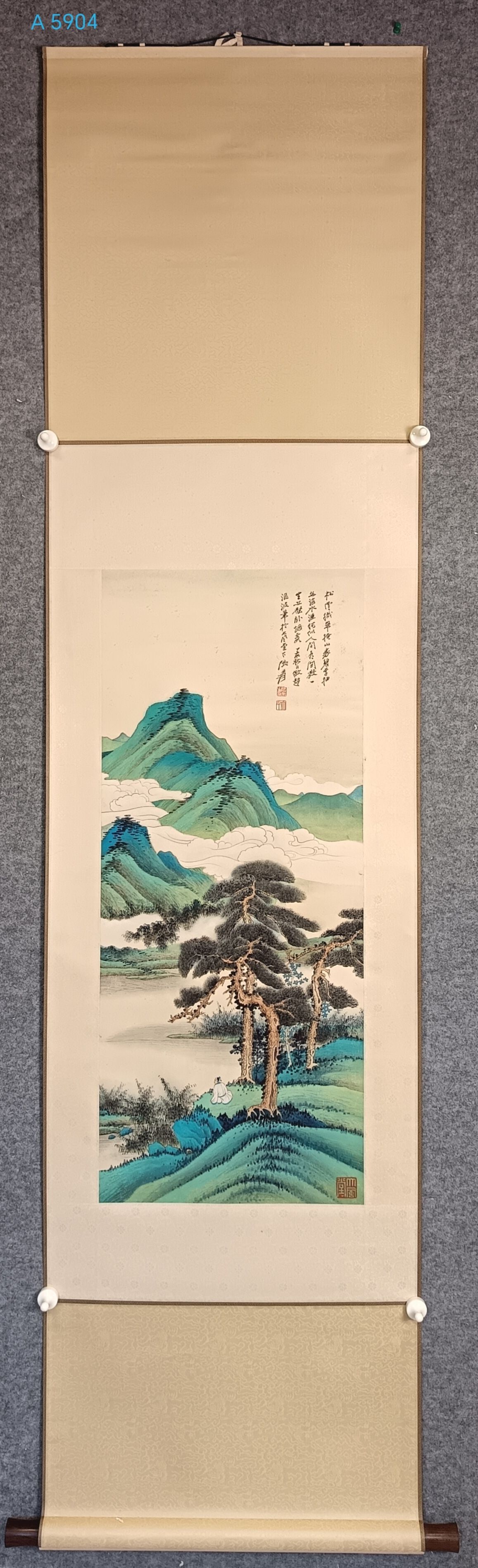 A Chinese Vertical Scroll Ink Painting of Landscape and Figure on Paper: A Chinese Vertical Scroll Ink Painting of Landscape and Figure on Paper,Zhang daqian,Size:(Without
