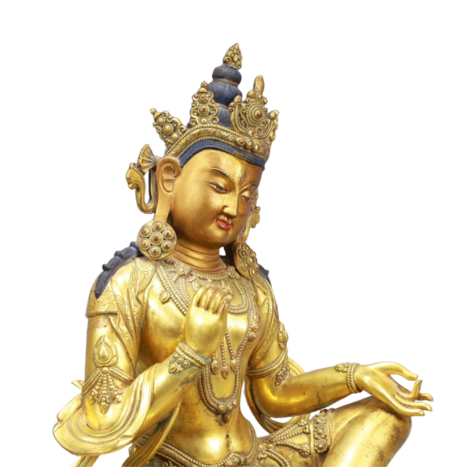 A Solemn Gilt Bronze Statue of Sakyamuni: A Solemn Gilt Bronze Statue of Sakyamuni ,Ming Dynasty, China,Size:5.5inx4.3inx8.3in,Weight:2150,铜鎏金释迦牟尼像,中国明代