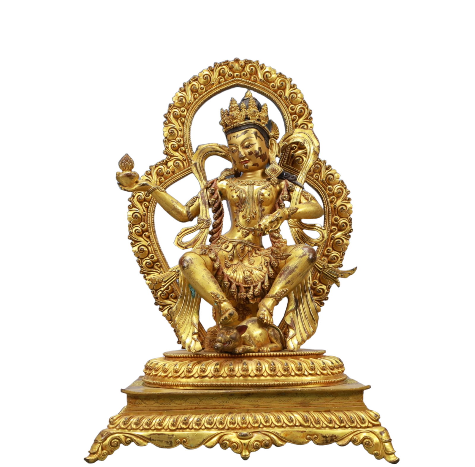 A Solemn Gilt Bronze Statue of Mammon: A Solemn Gilt Bronze Statue of Mammon,Ming Dynasty, China,Size:12.6inx10.6inx19.1in,Weight:12900,铜鎏金财神像,中国明代