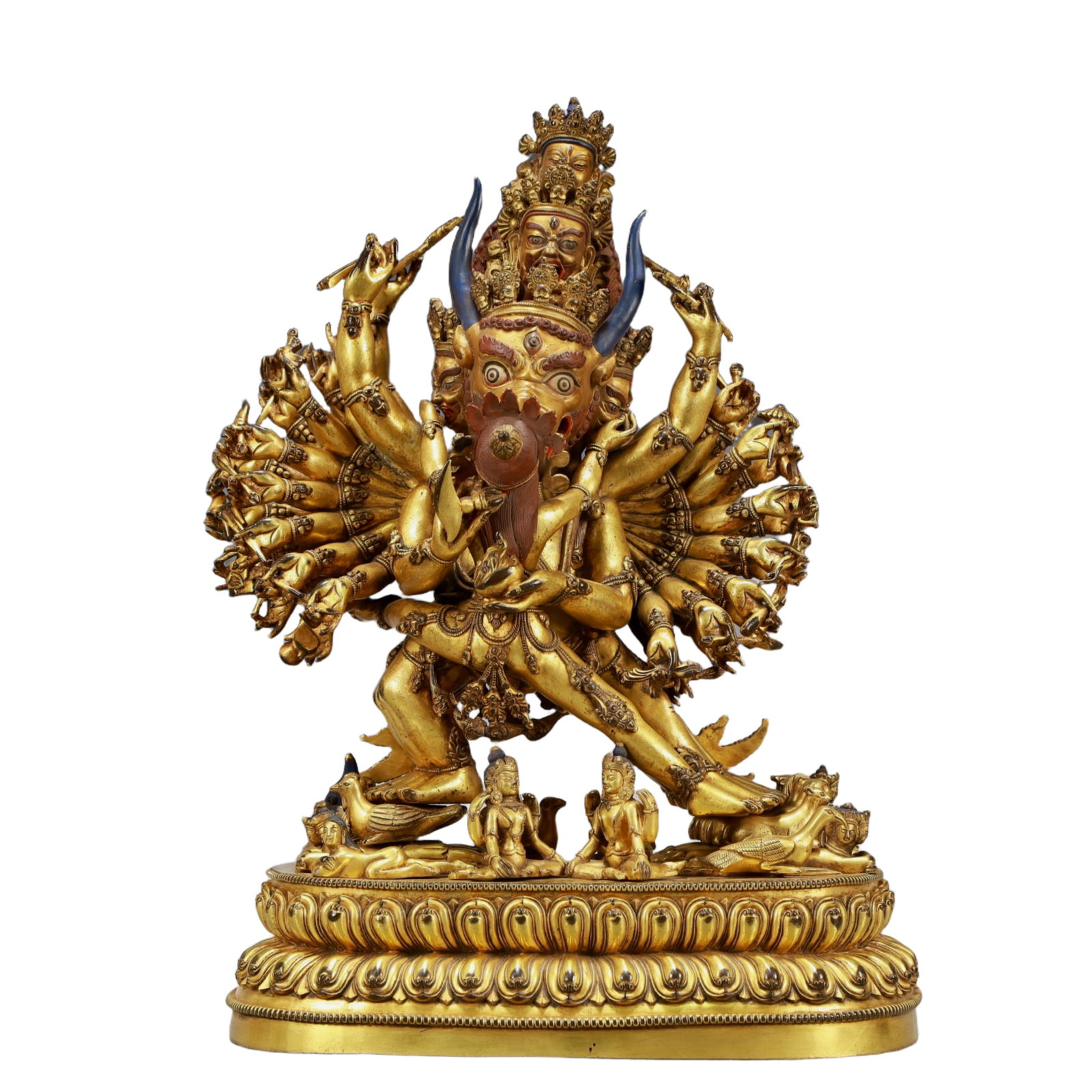A Solemn Gilt Bronze Statue of Yamantaka (1 of 10)