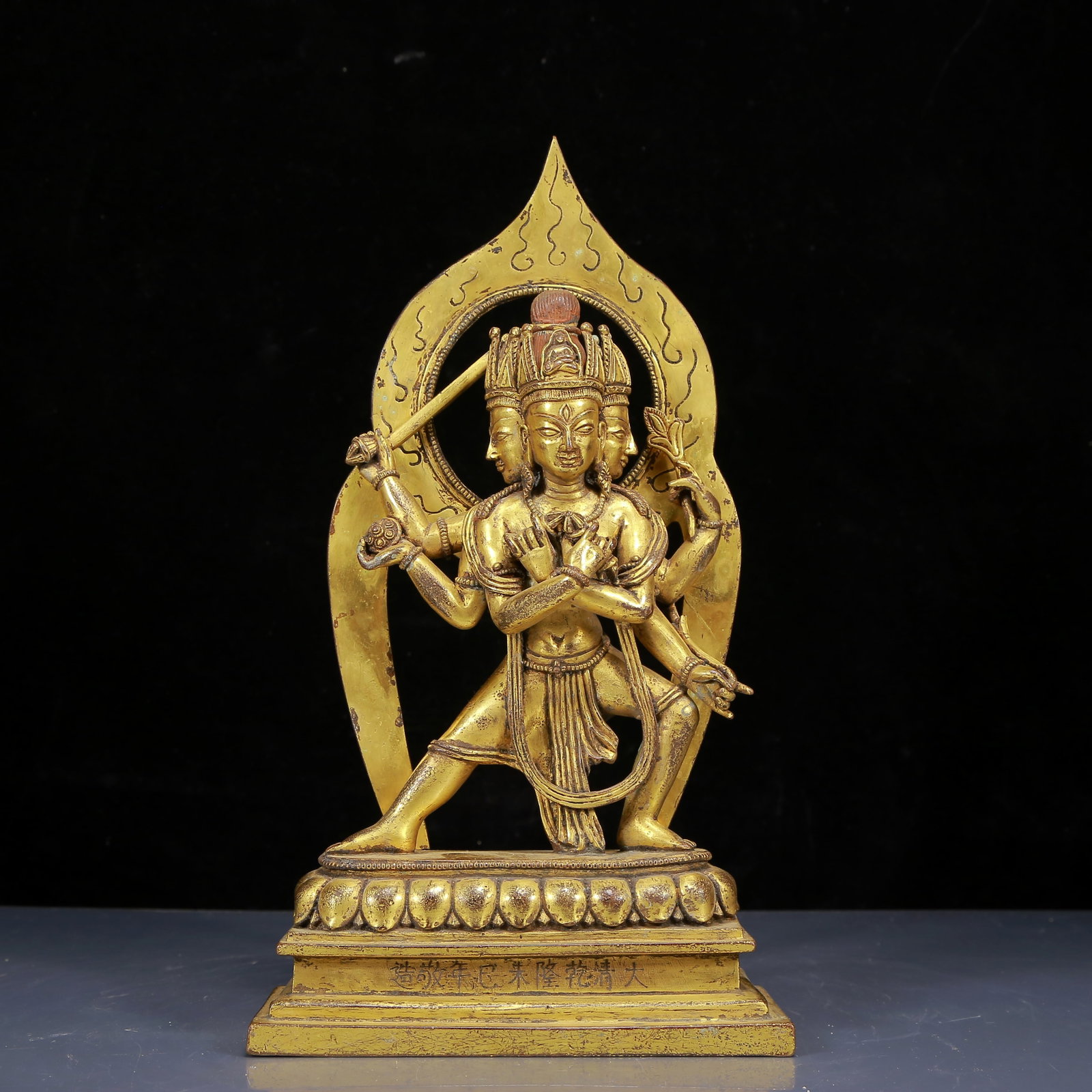 A Solemn Gilt Bronze Statue of Vajra: A Solemn Gilt Bronze Statue of Vajra,Qing Dynasty,China,Qianlong