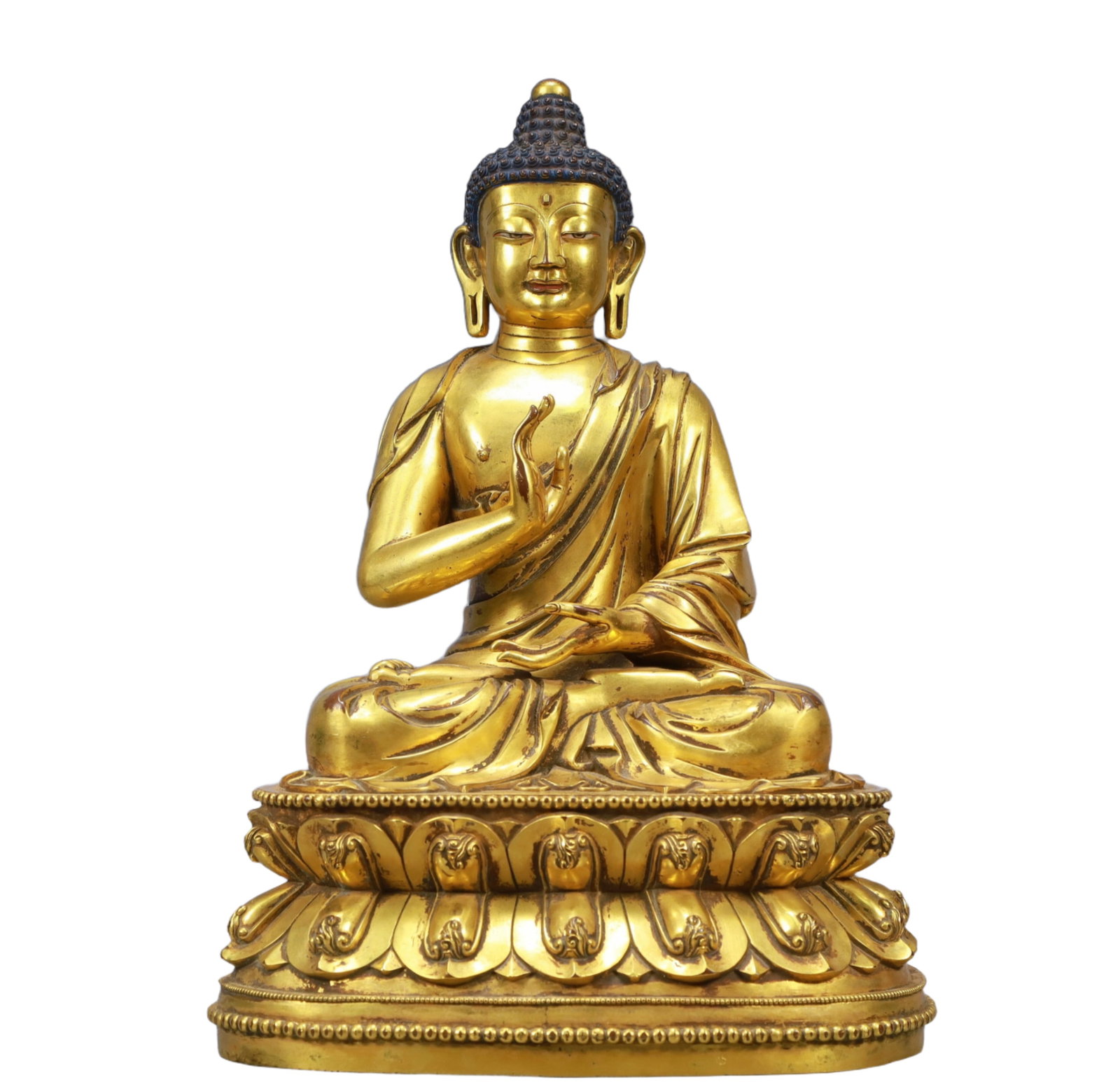 A Solemn Gilt Bronze Statue of Sakyamuni (1 of 10)