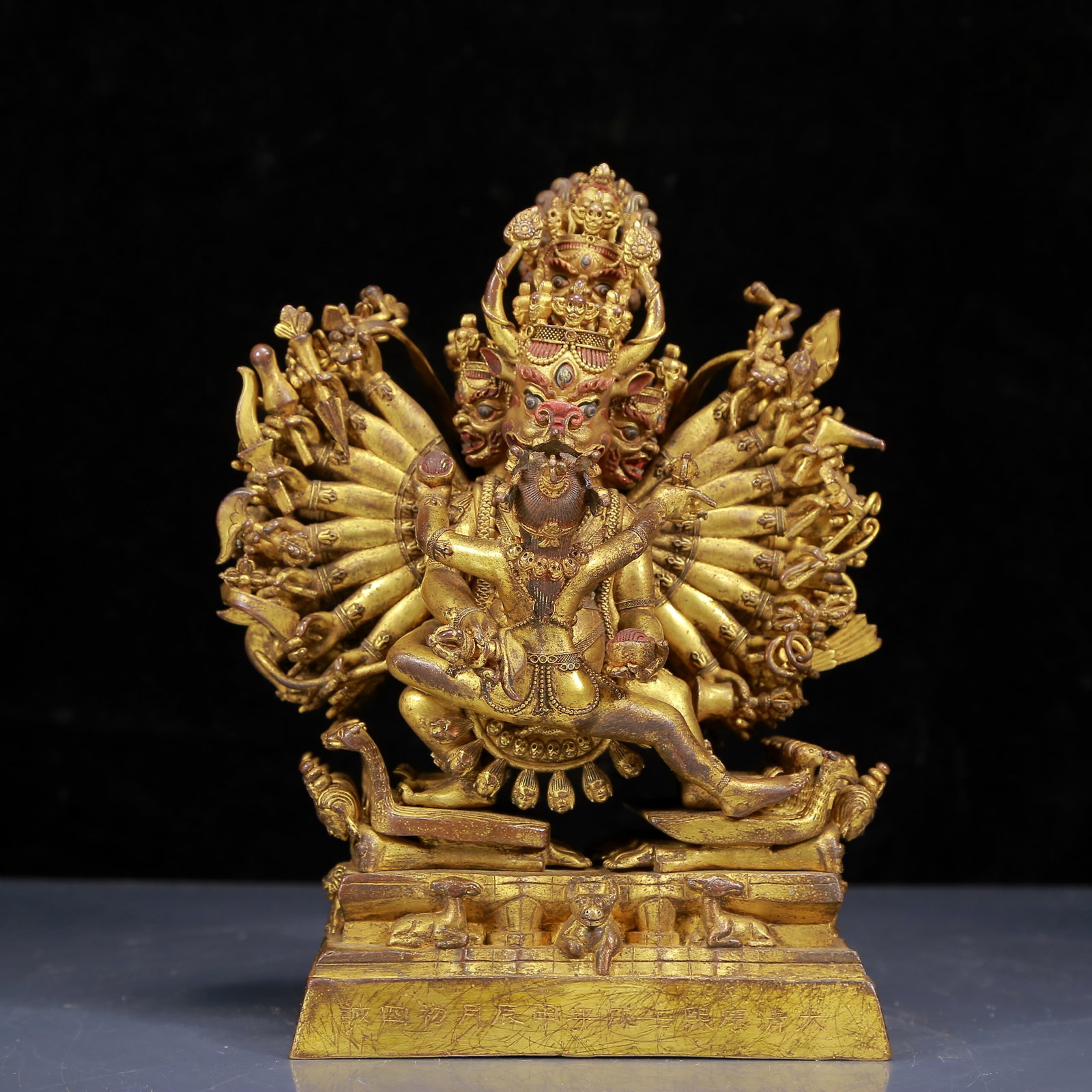 A Solemn Gilt Bronze Statue of Yamantaka: A Solemn Gilt Bronze Statue of Yamantaka,Qing Dynasty,China,Kangxi