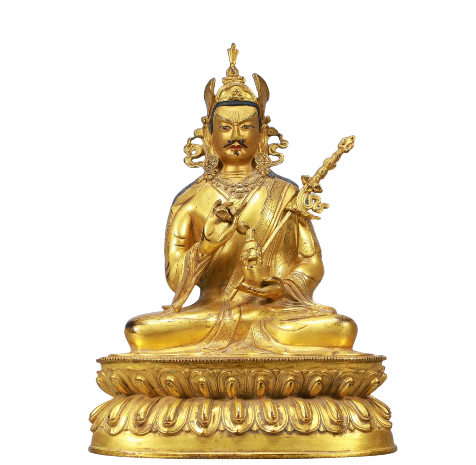 A Solemn Gilt Bronze Statue of Vajra: A Solemn Gilt Bronze Statue of Vajra,Ming Dynasty, China,Size:9.1inx5.9inx12.6in,Weight:4800,铜鎏金金刚像,中国明代