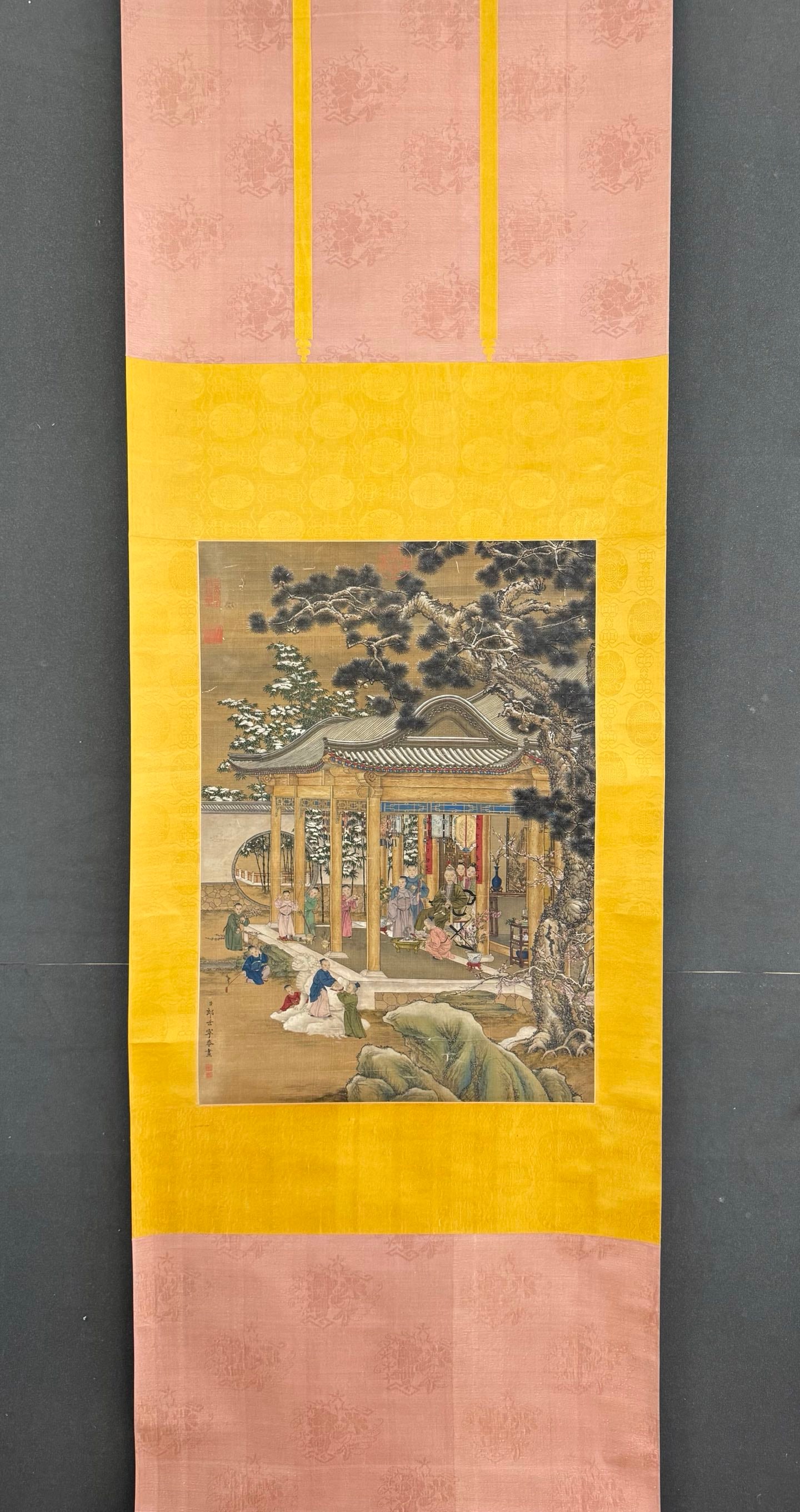 A Chinese Vertical Scroll Ink Painting of Character and Story on Paper (1 of 8)