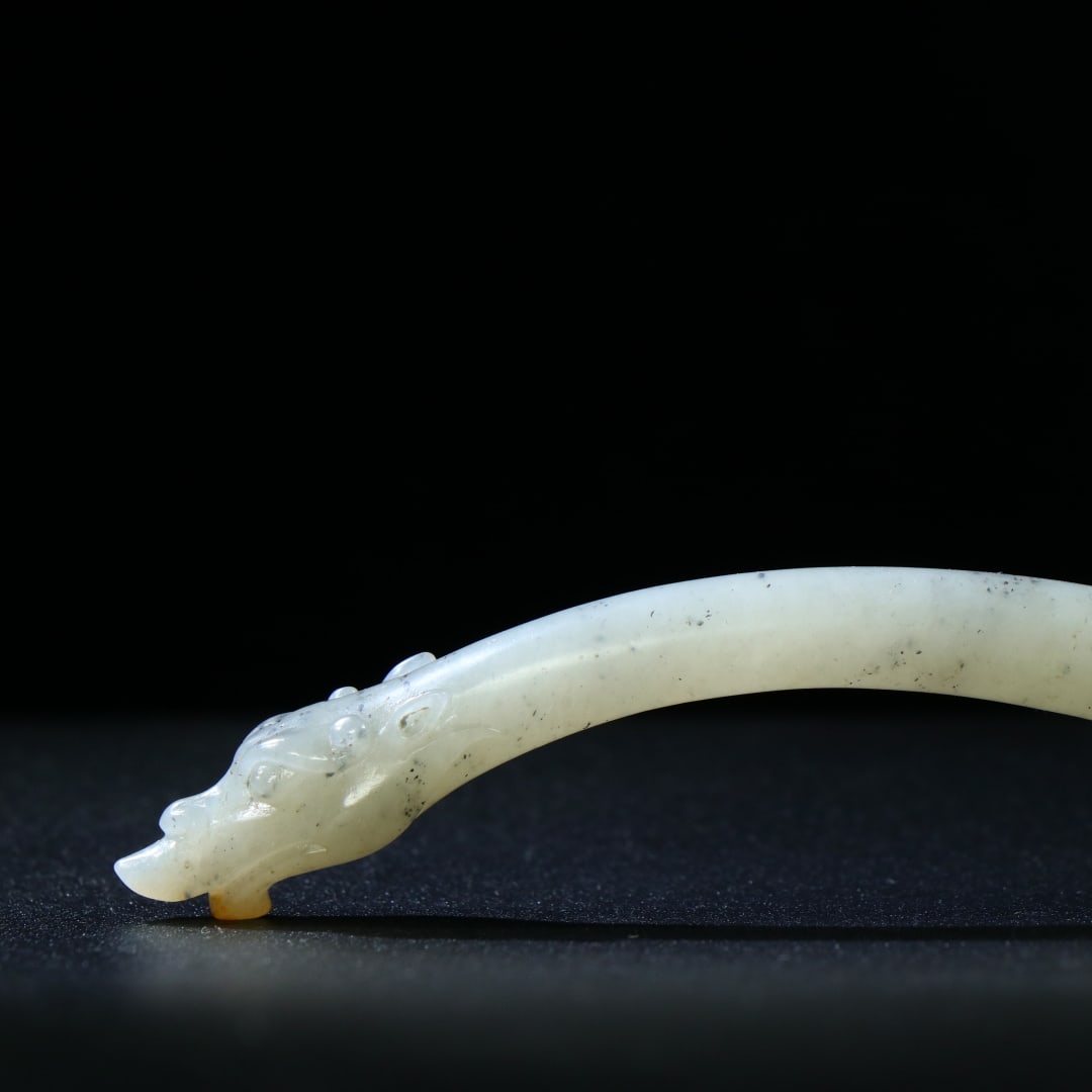 An Exquisite White Jade Dragon Pattern Spoon - 8