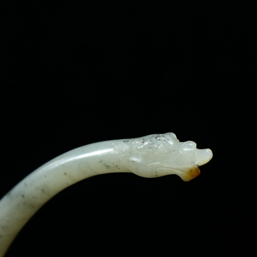 An Exquisite White Jade Dragon Pattern Spoon - 9