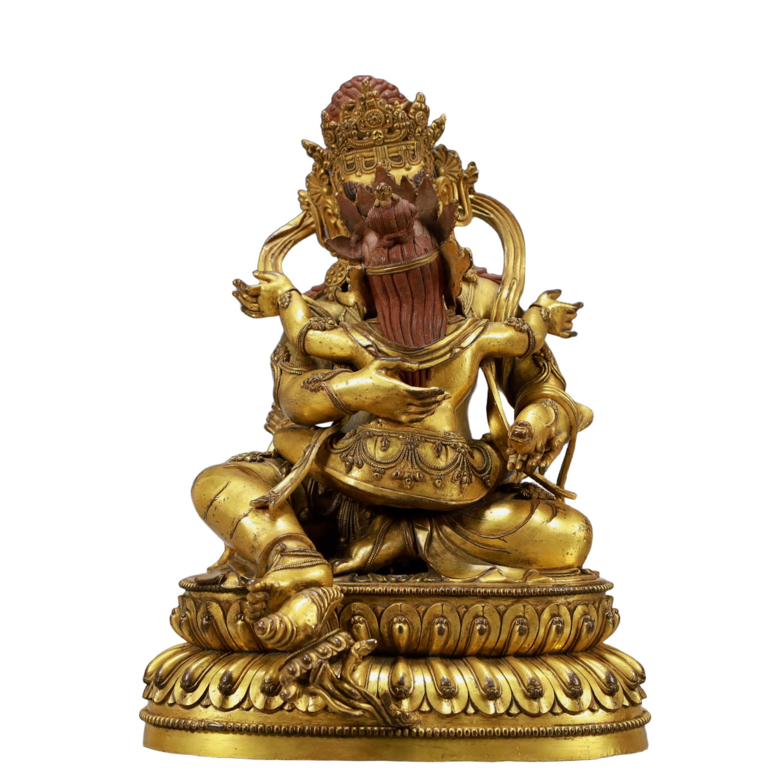 A Solemn Gilt Bronze Statue of Mammon: A Solemn Gilt Bronze Statue of Mammon,Ming Dynasty, China,Yongle Six-character Mark,Size:8.3inx6.7inx11.4in,Weight:6650g,铜鎏金财神像,中国明ߣ