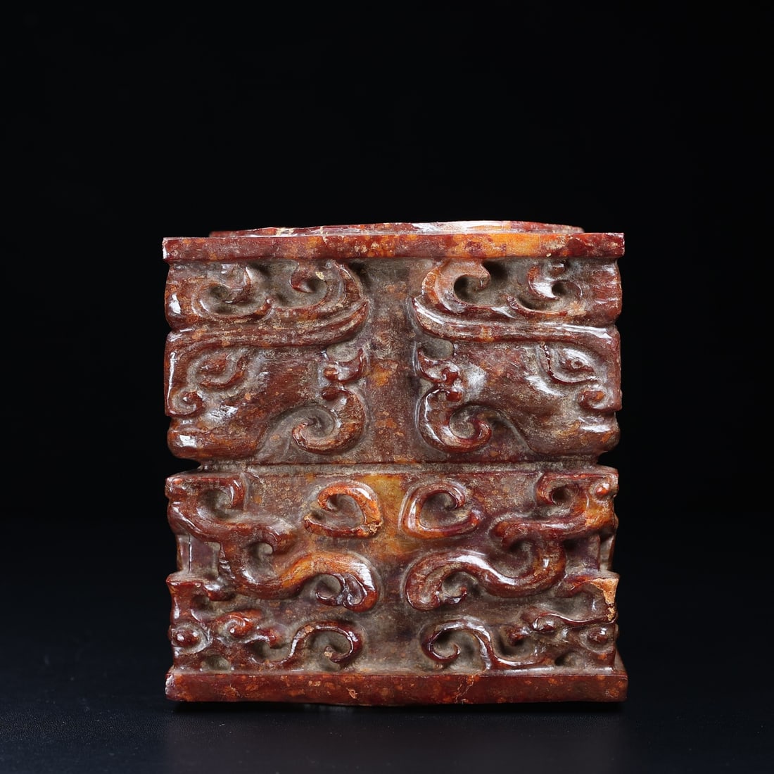 An Exquisite White Jade Dragon Pattern Vase - 8