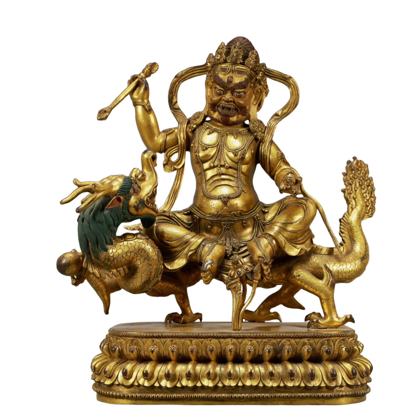 A Solemn Gilt Bronze Statue of Mammon: A Solemn Gilt Bronze Statue of Mammon,Ming Dynasty, China,Size:10.2inx6.3inx11.6in,Weight:6050g,铜鎏金财神像,中国明代